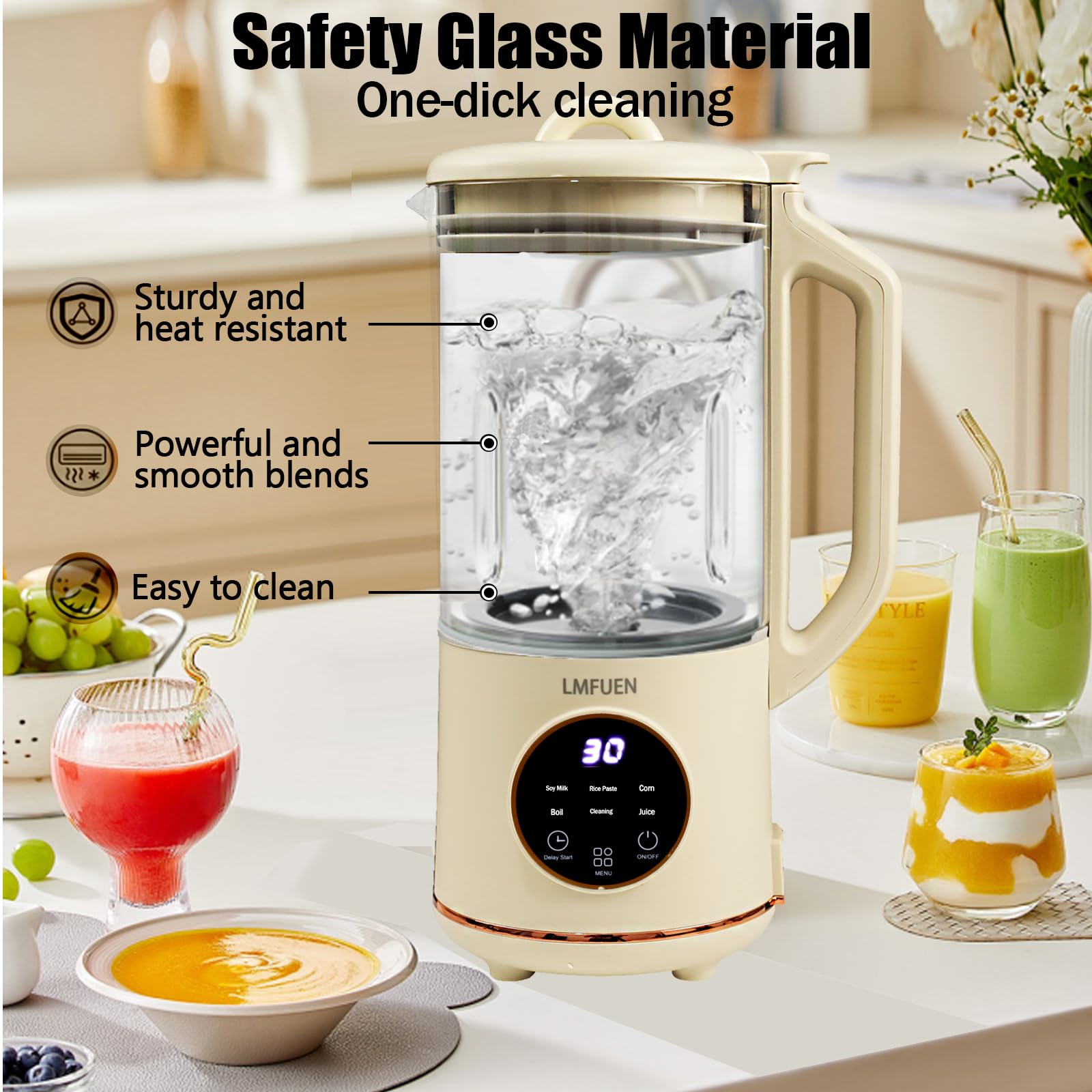 40oz Automatic Nut Milk Maker & Soy Milk Machine - Homemade Almond, Oat, Soy & Plant-Based Milk Maker with Delay Start, Keep Warm & Self-Cleaning - Perfect for Vegan Milk, Healthy Smoothies & Family Breakfast (White)
