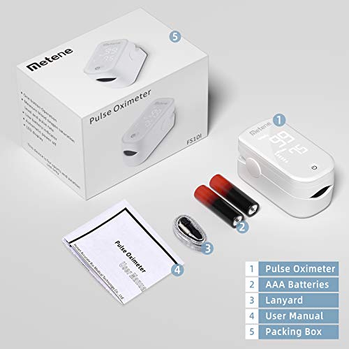 Metene Fingertip Pulse Oximeter - Accurate Blood Oxygen Saturation (SpO2) and Heart Rate Monitor - Portable Oxygen Meter for Home Use, Sports & Travel - FDA Approved for Adults & Kids