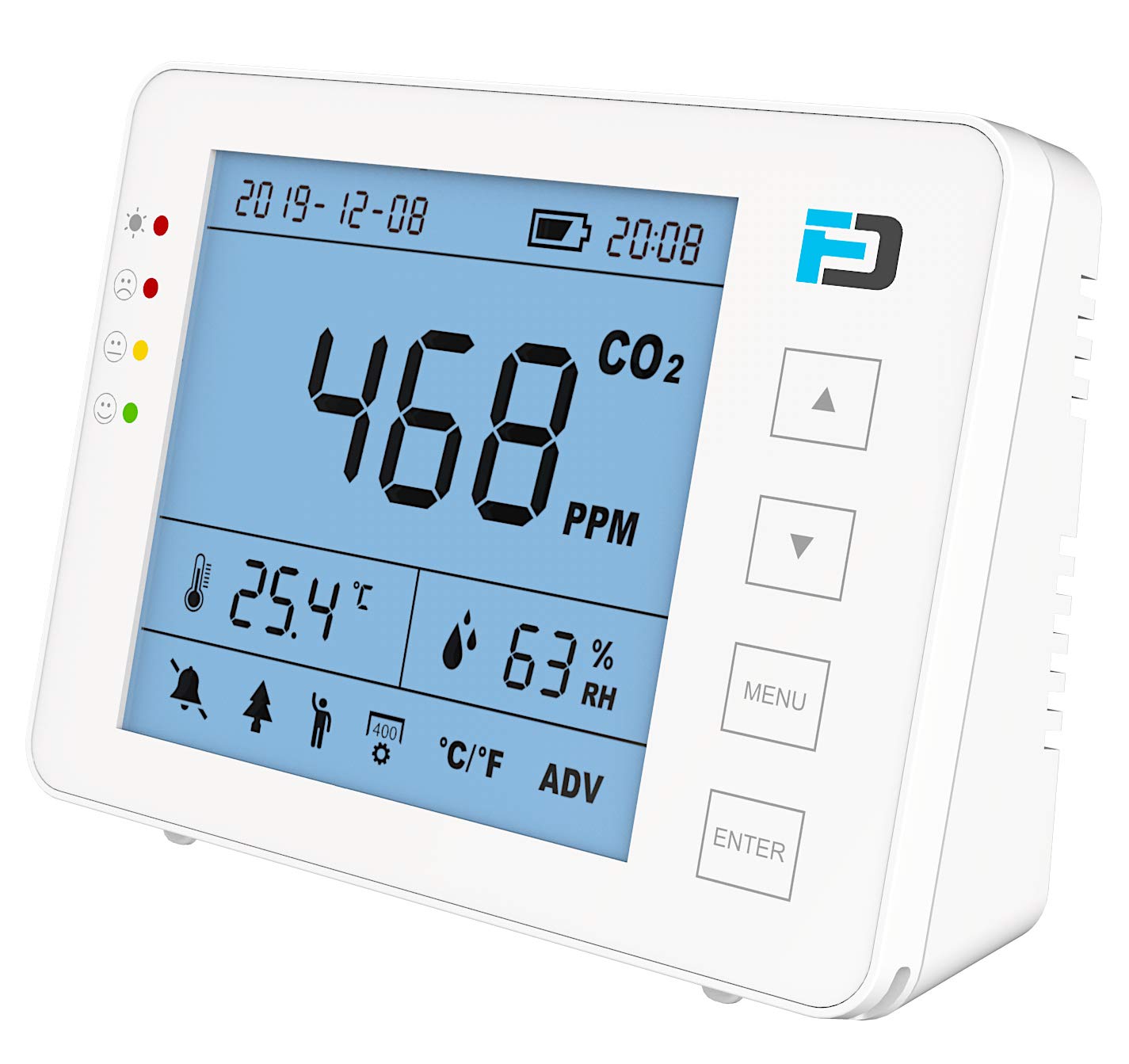 Forensics Basic CO2 Meter - AB841 Compliant Air Quality Monitor with USB/Battery Power & 10-Year Lifespan | Perfect for Classrooms, Gyms, Offices, Homes & Cars | Monitor Indoor Air Quality for Healthier Breathing