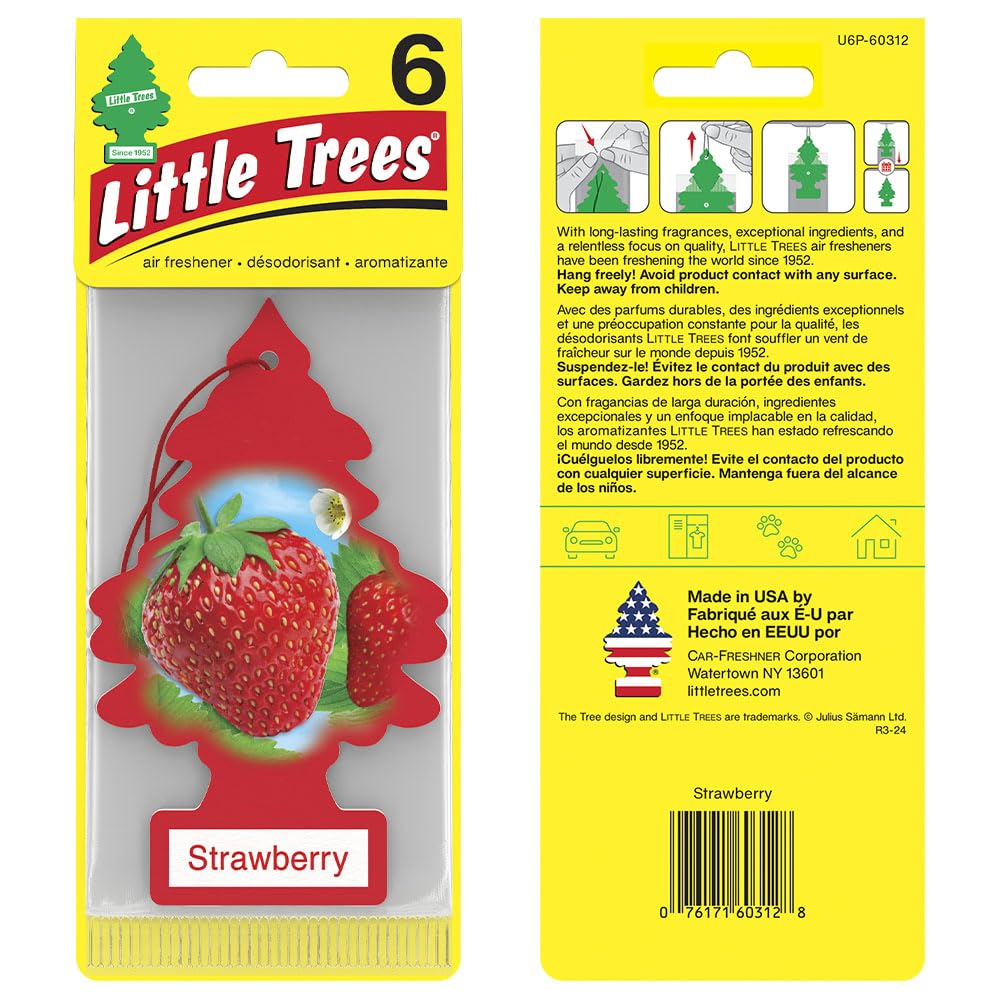 LITTLE TREES Car Air Fresheners - 24 Pack Hanging Tree Fresheners with Long-Lasting Strawberry Scent for Auto, Home & Office | Perfect for Cars, Closets, Bathrooms & Small Spaces
