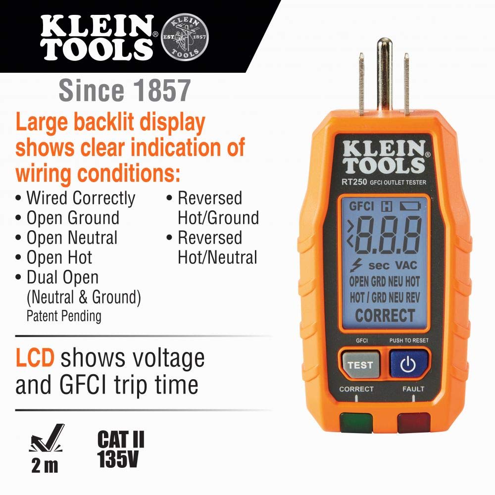 Klein Tools ET110 Digital Circuit Breaker Finder & RT250 GFCI Outlet Tester Kit - Professional Electrical Testing Tools for Home & Commercial Use