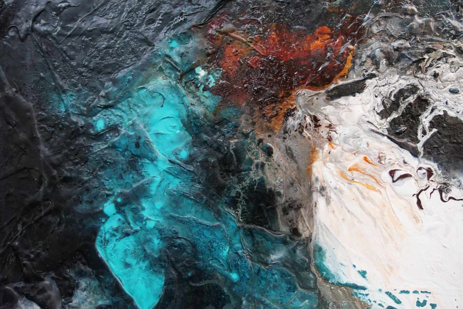 Rusted Aqua 140cm x 100cm Aqua Black Textured Abstract Canvas Art - Modern Wall Decor for Living Room, Bedroom & Office