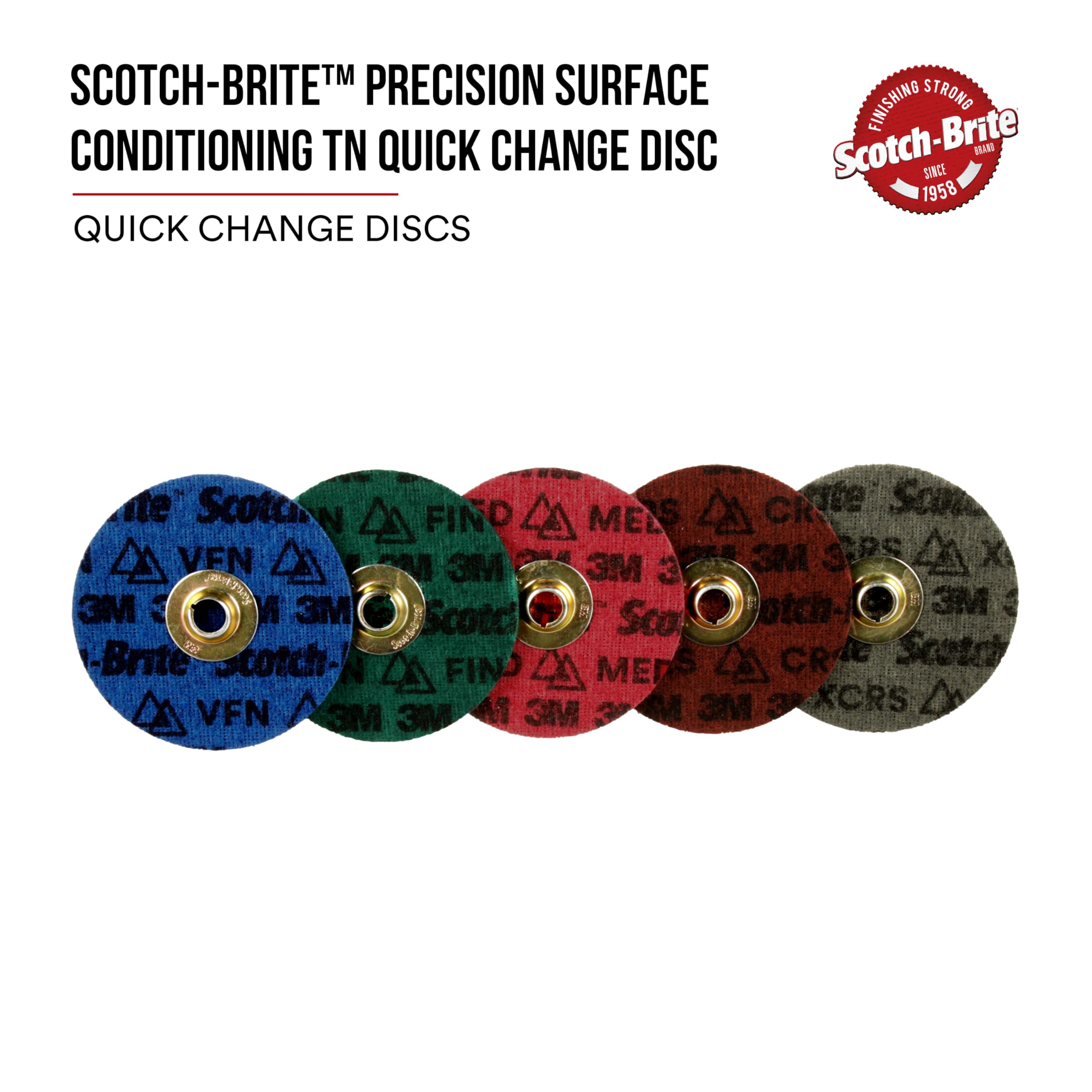 Scotch-Brite Precision Surface Conditioning Disc - TN Quick Change, Very Fine Ceramic Nonwoven Abrasive, 4-1/2 Inch No Hole (50-Pack) - Perfect for Metal Finishing, Wood Sanding & Automotive Restoration
