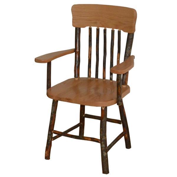 Premium Hickory Wood Panel Back Dining Chair with Arms - Comfortable & Stylish for Home, Kitchen, and Restaurant Use