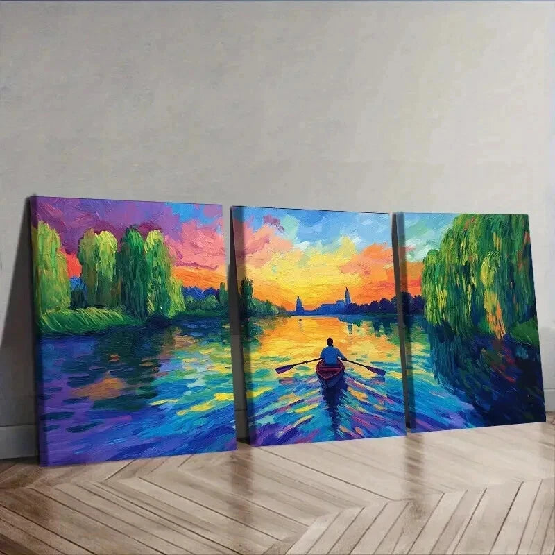 3-Piece Abandoned Lake Wall Art Set - Framed Canvas Prints 50x70cm | High Quality Australian Made Wall Decor | Ready to Hang | Perfect for Living Room, Bedroom & Office Decor