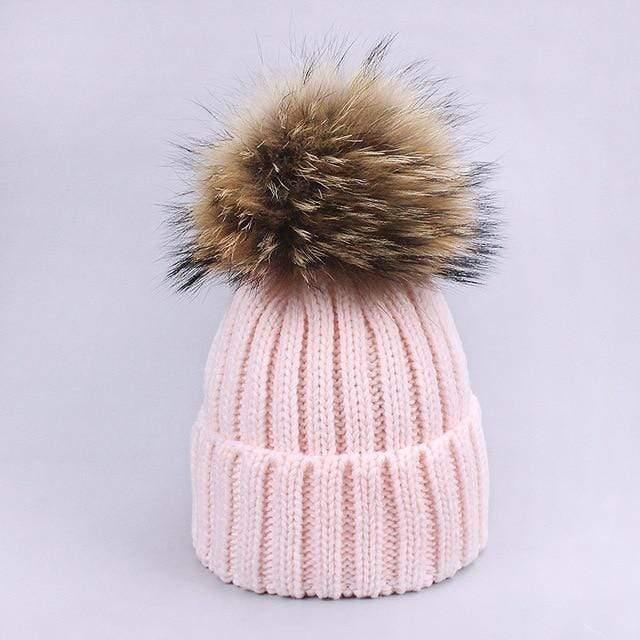 Women's & Kids' Winter Hat and Scarf Set with Real Fur Pompom - Warm Knit Beanie & Neck Warmer for Cold Weather, Snow Activities, and Outdoor Adventures