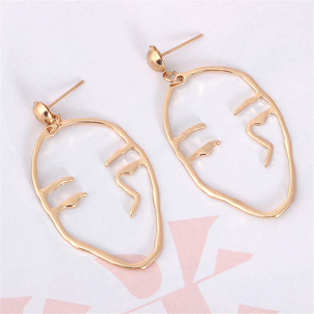 Kiosan Women's Hollow Drop Dangle Earrings - 1 Pair Retro Face Art Cutout Abstract Jewelry (Gold, One Size) for Party, Wedding & Everyday Fashion Accessories