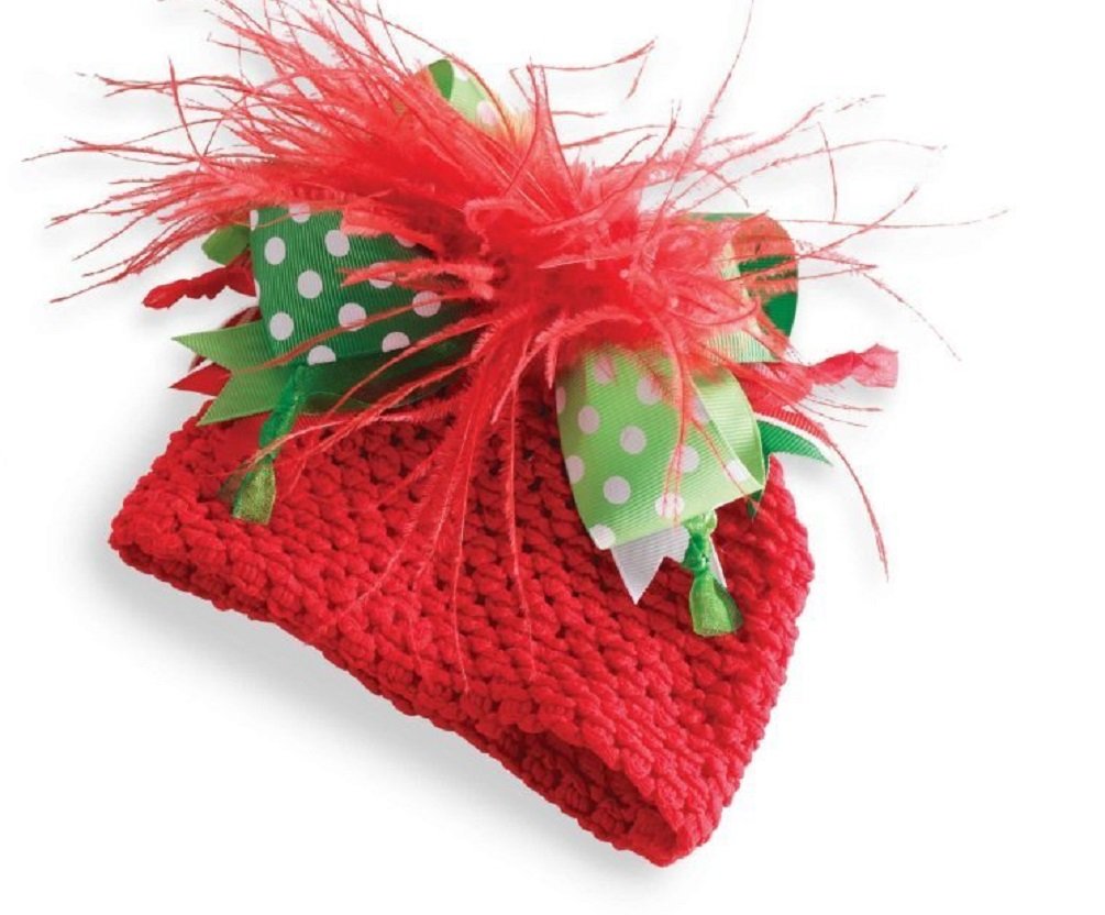 Red Mud Pie Crochet Ostrich Christmas Hat - Festive Holiday Party Accessory for Women & Kids - Perfect for Christmas Photos, Ugly Sweater Parties & Winter Celebrations