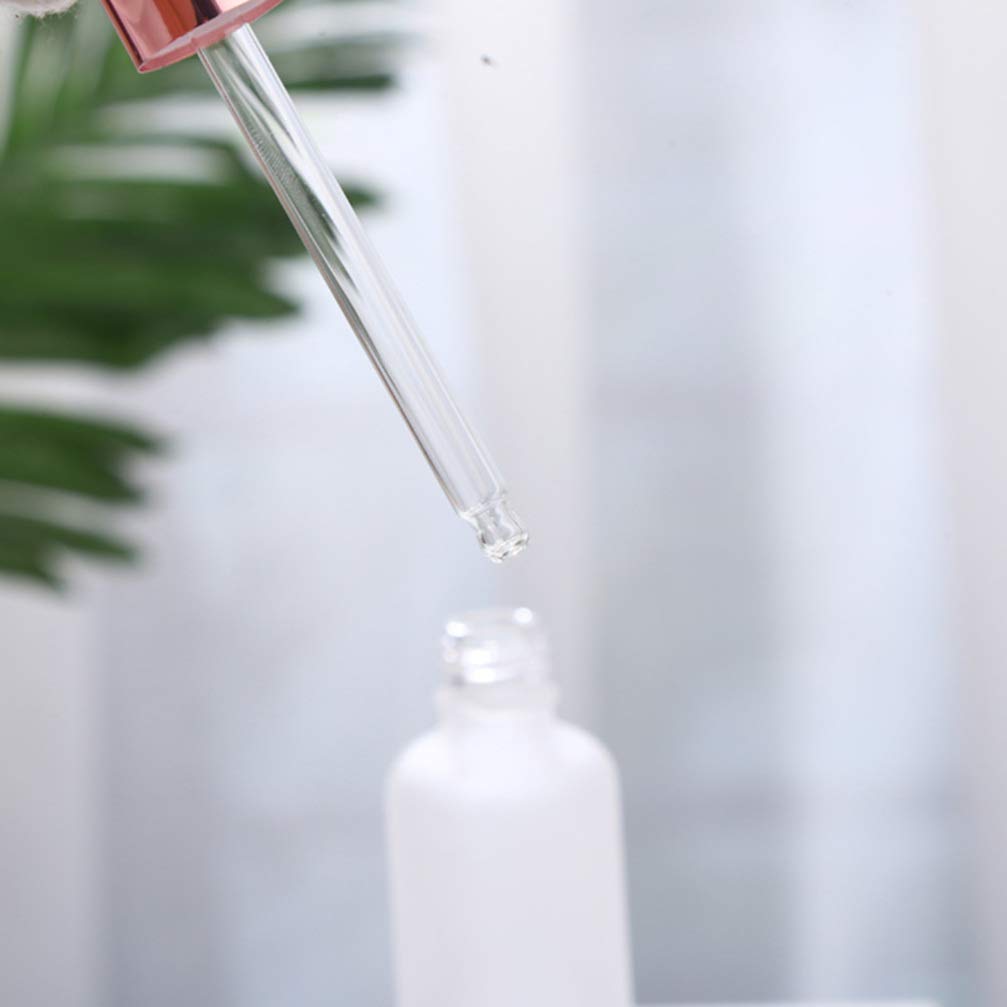 5pcs Travel-Sized Glass Dropper Bottles for Essential Oils & Cosmetics - Leak-Proof Refillable Containers with Eye Droppers - Perfect for DIY Skincare, Aromatherapy & Travel Toiletries