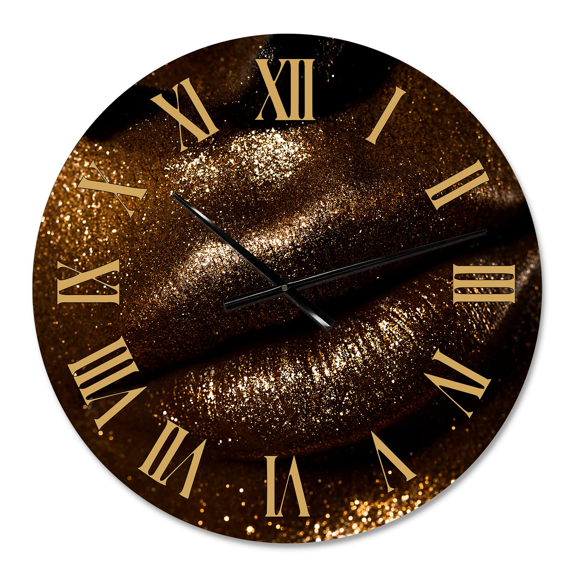 Stylish Modern Wall Clock - Elegant Woman Lips Design with Glitter & Spangles | Large Decorative Clock for Living Room, Bedroom & Office | Perfect Home Decor & Unique Gift Idea