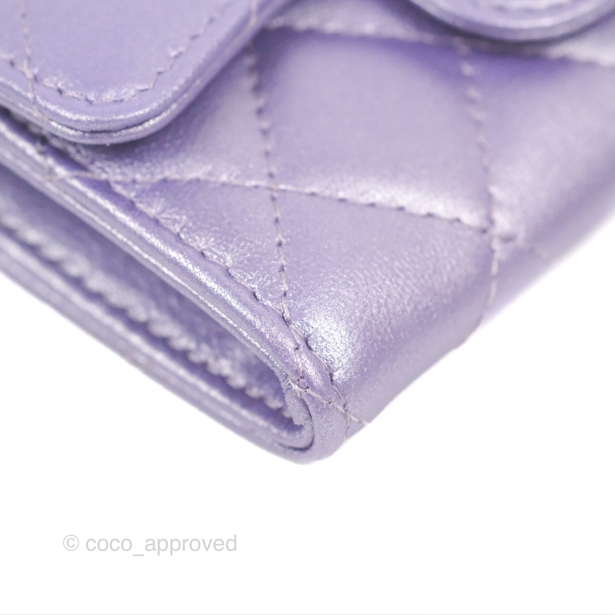 Chanel Classic Flap Card Holder - Quilted Iridescent Purple Lambskin with Silver Hardware | Luxury Wallet for Women, Perfect for Everyday Use & Special Occasions