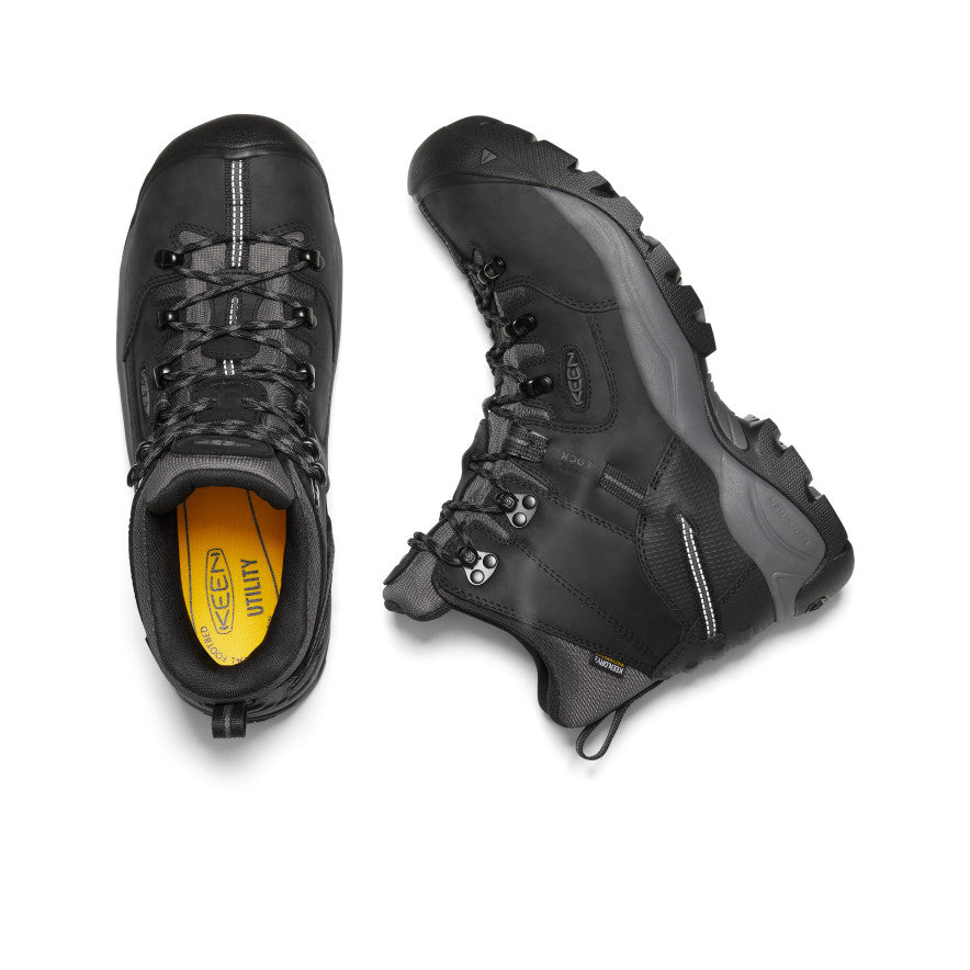 Men's Pittsburgh Energy 6 Waterproof Work Boot with Carbon Toe - Black/Forged Iron - Durable Safety Boots for Construction, Hiking & Outdoor Work