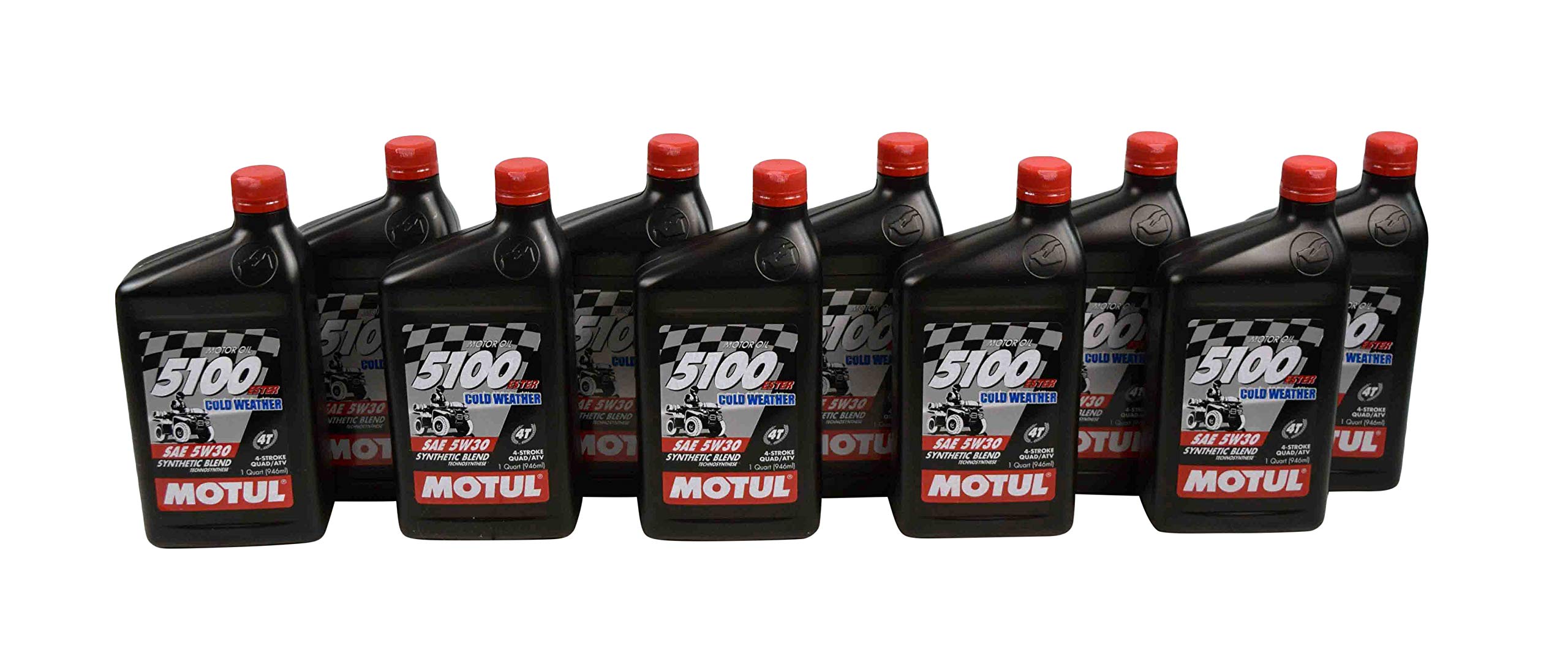 Motul 108083 Synthetic Blend Ester Motor Oil 5100 5W30 ATV 1L/1.05 Quarts Per Can (10 Pack) - High Performance Engine Protection for ATVs, Motorcycles & Off-Road Vehicles