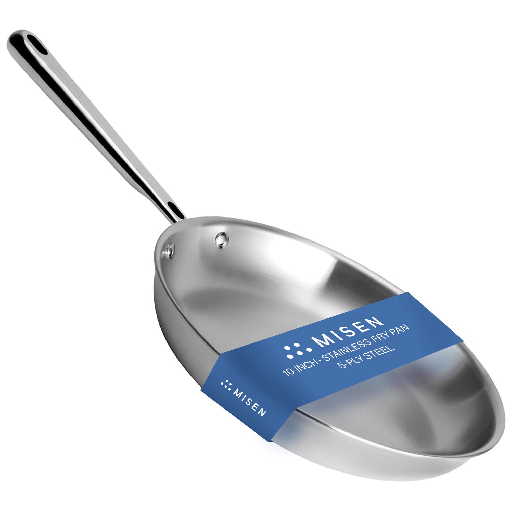 Misen 10-Inch 5-Ply Stainless Steel Frying Pan - Professional Grade Cookware for Searing, Sauteing & Even Heating - Durable Restaurant-Quality Skillet for Home Chefs - Perfect for Stovetop Cooking, Meal Prep & Gourmet Dishes