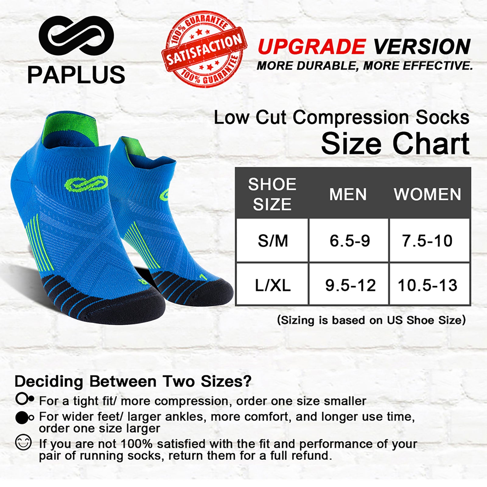 GECKOMAN x PAPLUS Ankle Compression Running Socks for Men & Women - 2 Pairs Pack - Moisture Wicking & Breathable for Marathon, Hiking, Gym Workout & Sports Performance