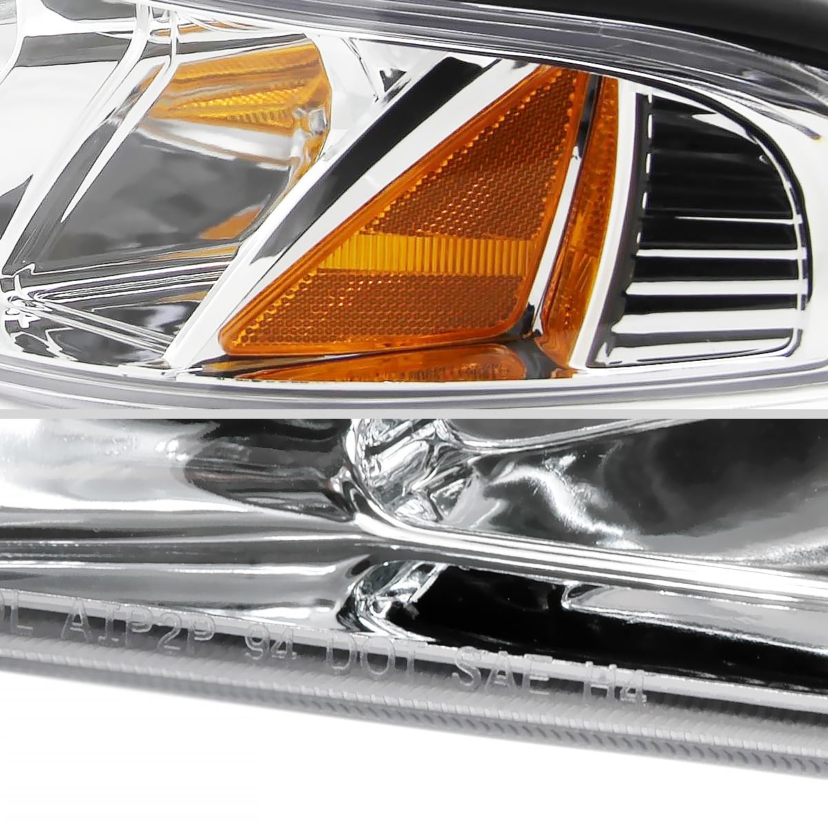 1994-1998 Ford Mustang Replacement Headlights - Clear One Piece 2-in-1 Headlight & Corner Lamps Combo - Perfect for Restoration Projects & Night Driving Safety