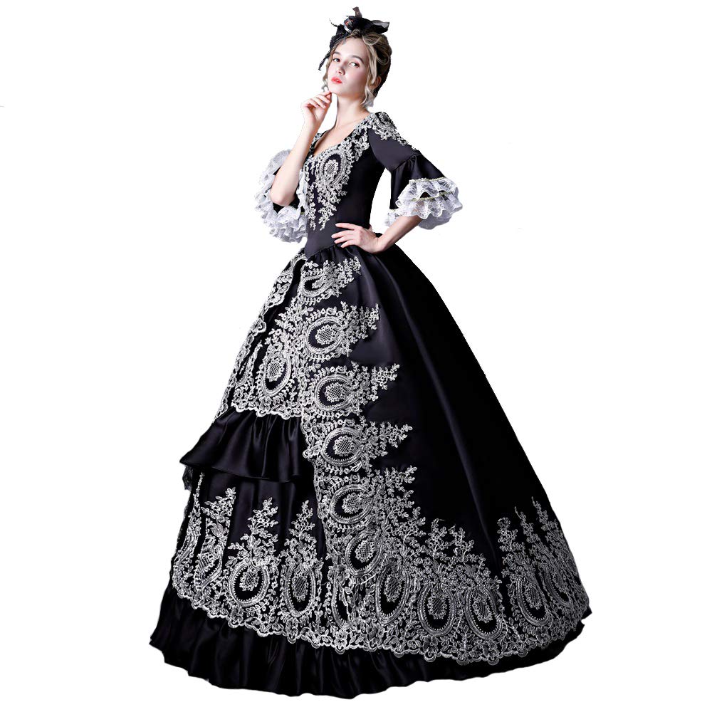 CountryWomen Women's Royal Retro Medieval Renaissance Dress - Elegant Satin Masquerade Gown for Cosplay, Halloween & Historical Reenactment