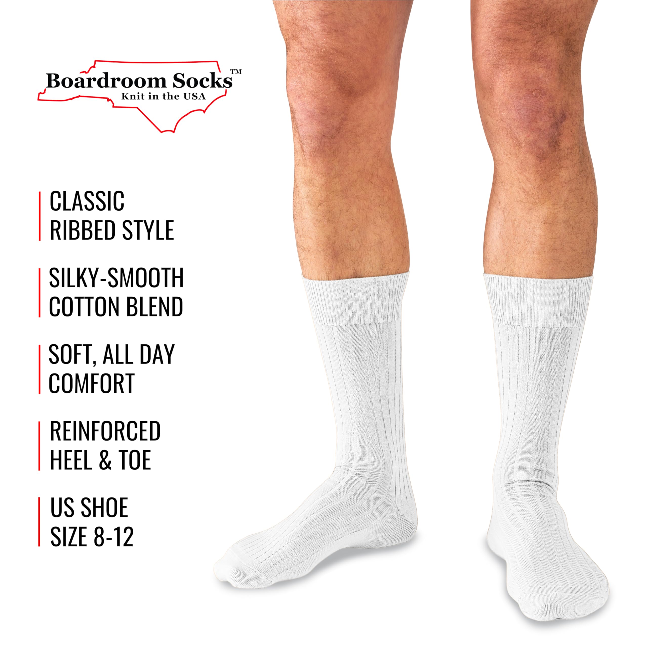 Premium Cotton Dress Socks for Men - Breathable & Comfortable Business Socks - Classic Mid-Calf Formal Socks by Boardroom Socks - Perfect for Office, Weddings & Professional Occasions