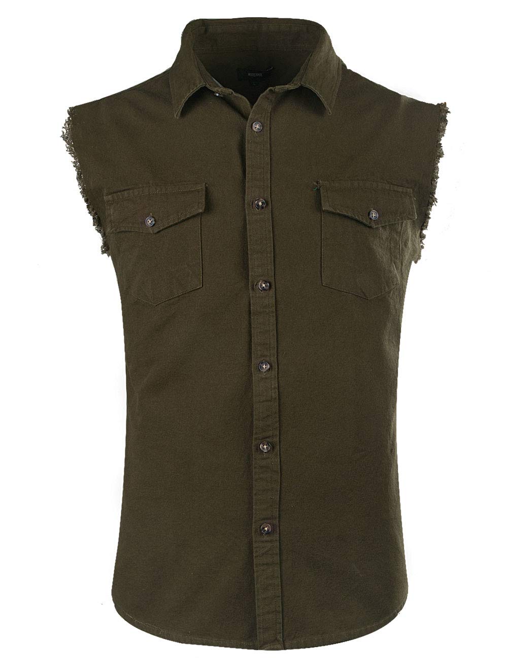 Men's Sleeveless Denim Cotton Biker Vest with 2 Front Pockets - Casual Motorcycle Riding & Outdoor Adventure Wear