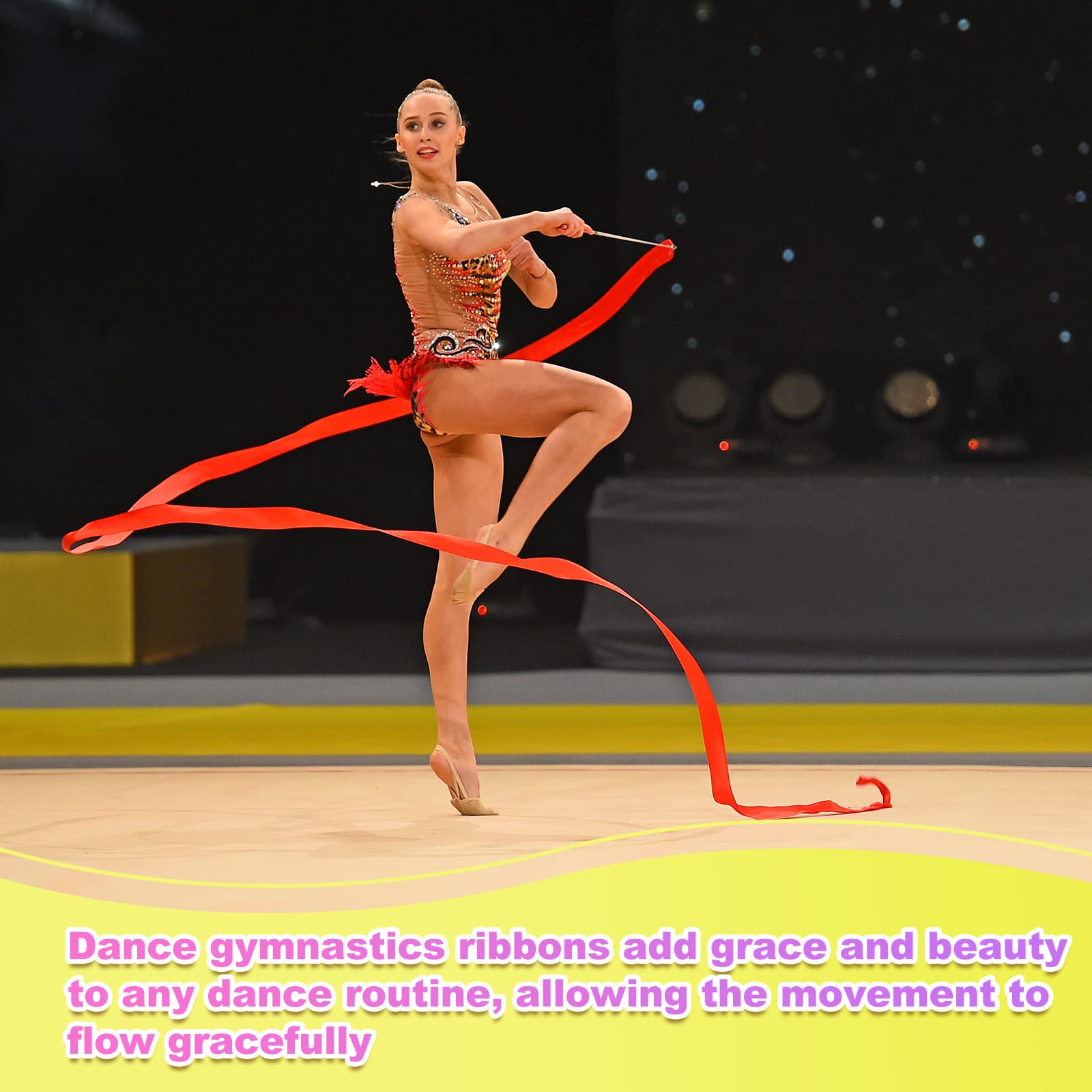 Yilloog 78.7 Inch Gymnastics Ribbon Dancing Wands - Rainbow Artistic Streamers for Twirling & Dance Performances | Perfect for Birthday Party Decorations, Girls Games & Gymnastics Practice | Great for Dance Recitals, Birthday Celebrations & Outdoor Play