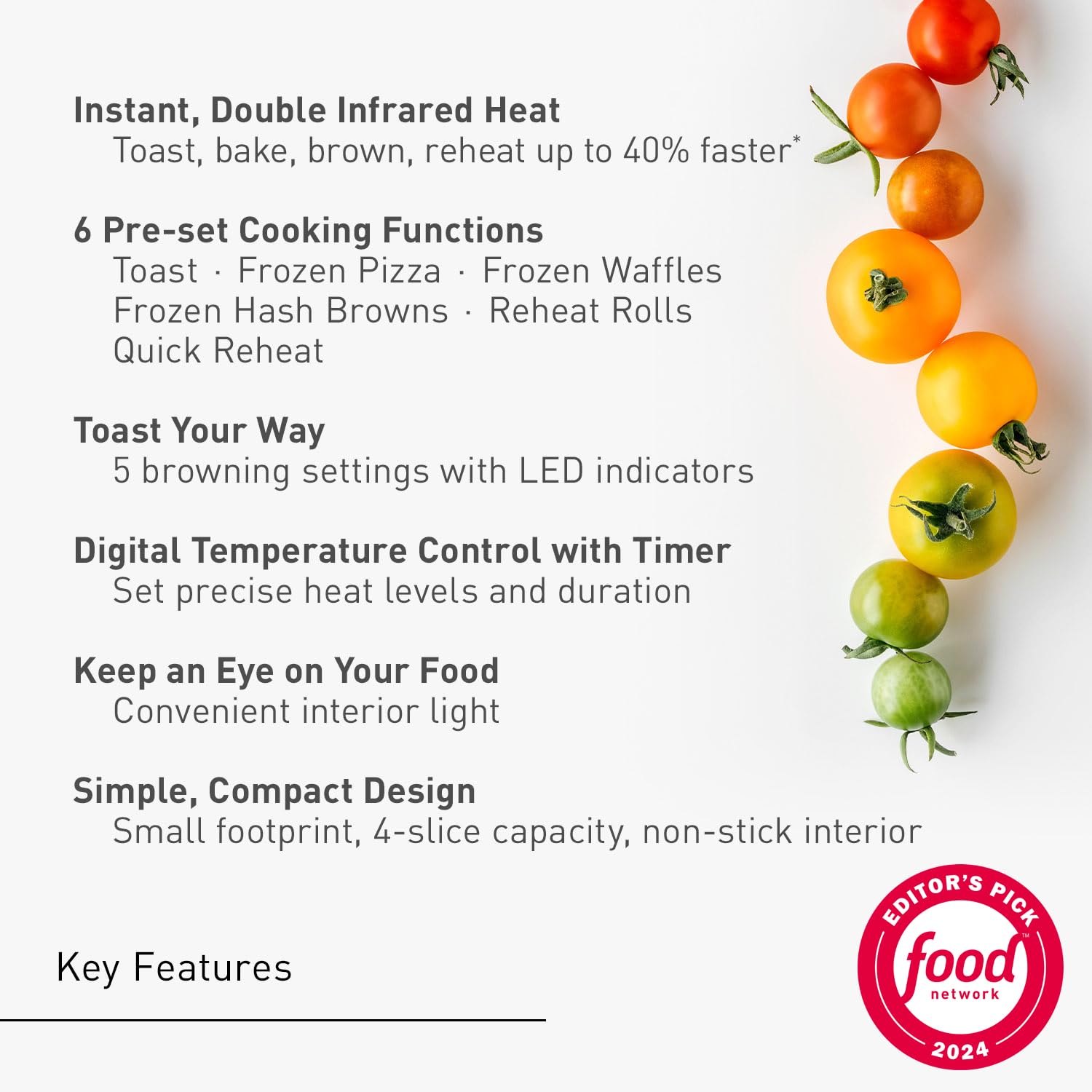 Panasonic FlashXpress Toaster Oven - 4-Slice Countertop Oven with Double Infrared Heating, 6 Auto Cook Functions & Precise Temp Control, 1300W (White, NB-G110-W) - Perfect for Baking, Broiling, Toasting & Reheating Meals in Small Kitchens, Dorms or Offices
