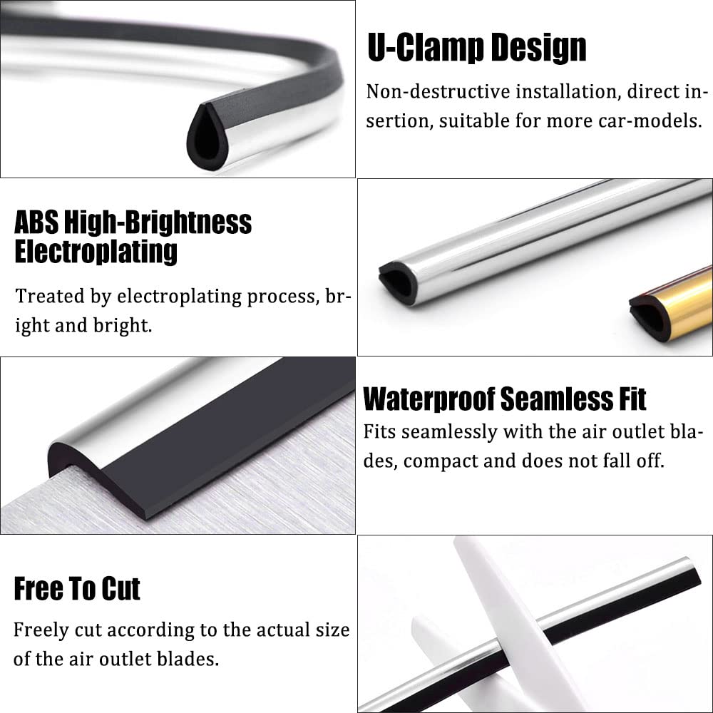 20PCS Universal Car Air Vent Trim Strips - Waterproof Bendable AC Outlet Decoration for Auto Interior (Silver) | Perfect for Customizing Dashboard & Enhancing Vehicle Aesthetics