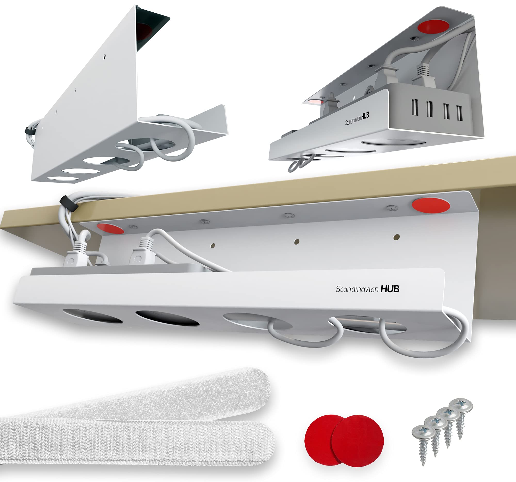 Under Desk Cable Management Tray - No Drill Wire Organizer for Glass & Standing Desks, 17