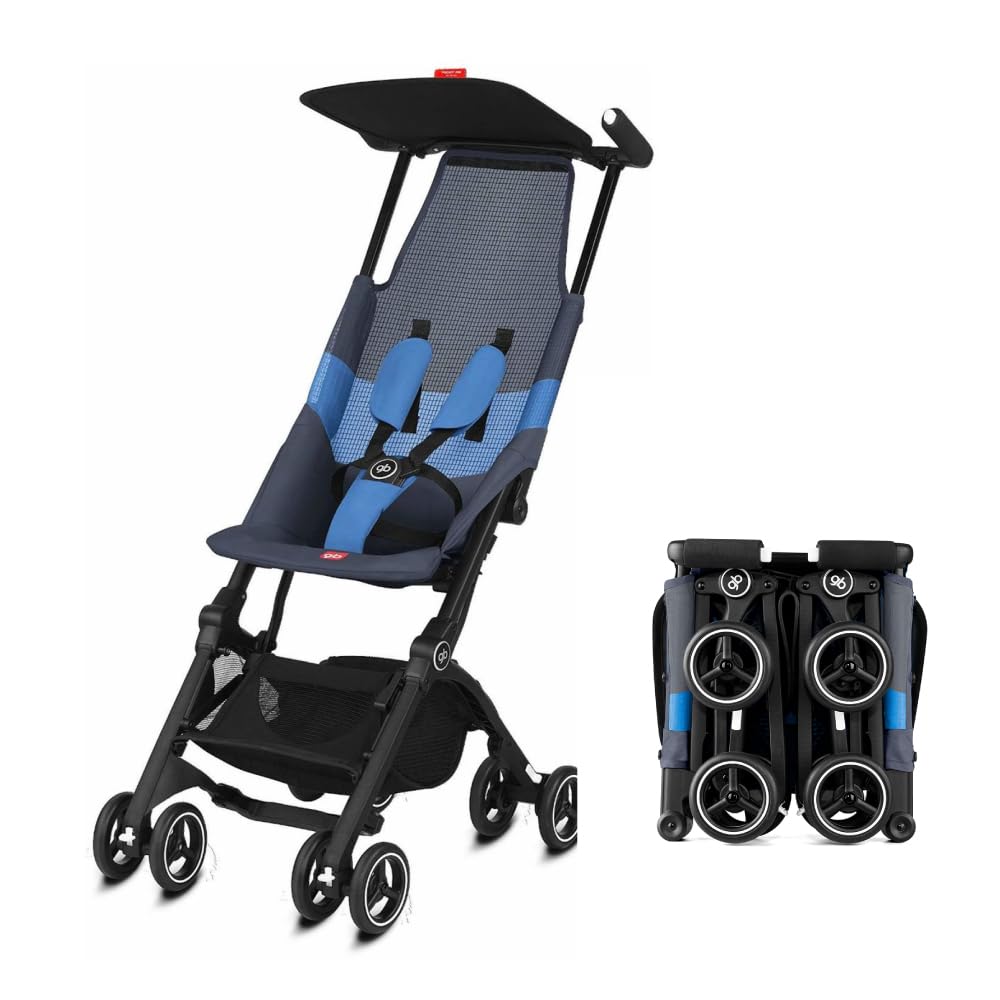 GB Pockit Air All-Terrain Ultra Compact Lightweight Travel Stroller - Breathable Fabric, Night Blue, 28x17.5x39.8 Inches - Perfect for Air Travel, City Walks & Outdoor Adventures