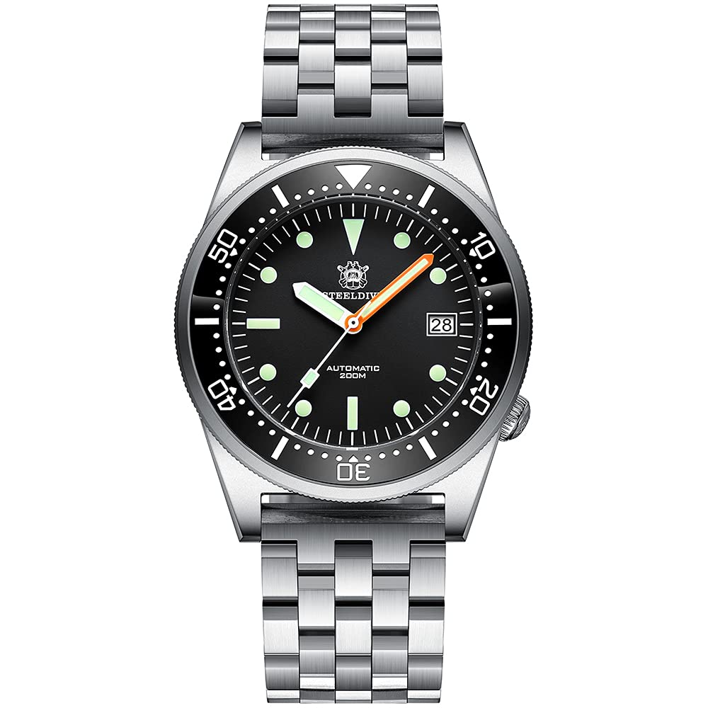 STEELDIVE Men's Automatic Diver Watch - 200m Water Resistant Mechanical Wristwatch with C3 Luminous, Ceramic Bezel & Sapphire Crystal - NH35 Movement - Perfect for Scuba Diving, Swimming & Outdoor Adventures