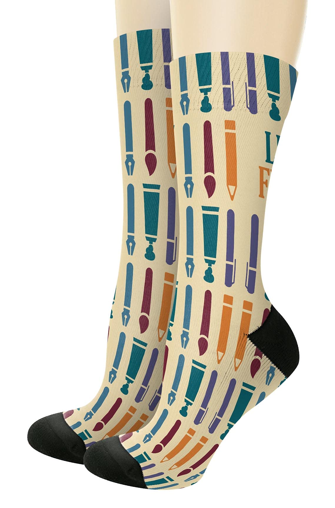 Funny Art Supplies Novelty Crew Socks - Perfect Gift for Artists & Creative Minds - Great for Painting, Drawing & Studio Sessions