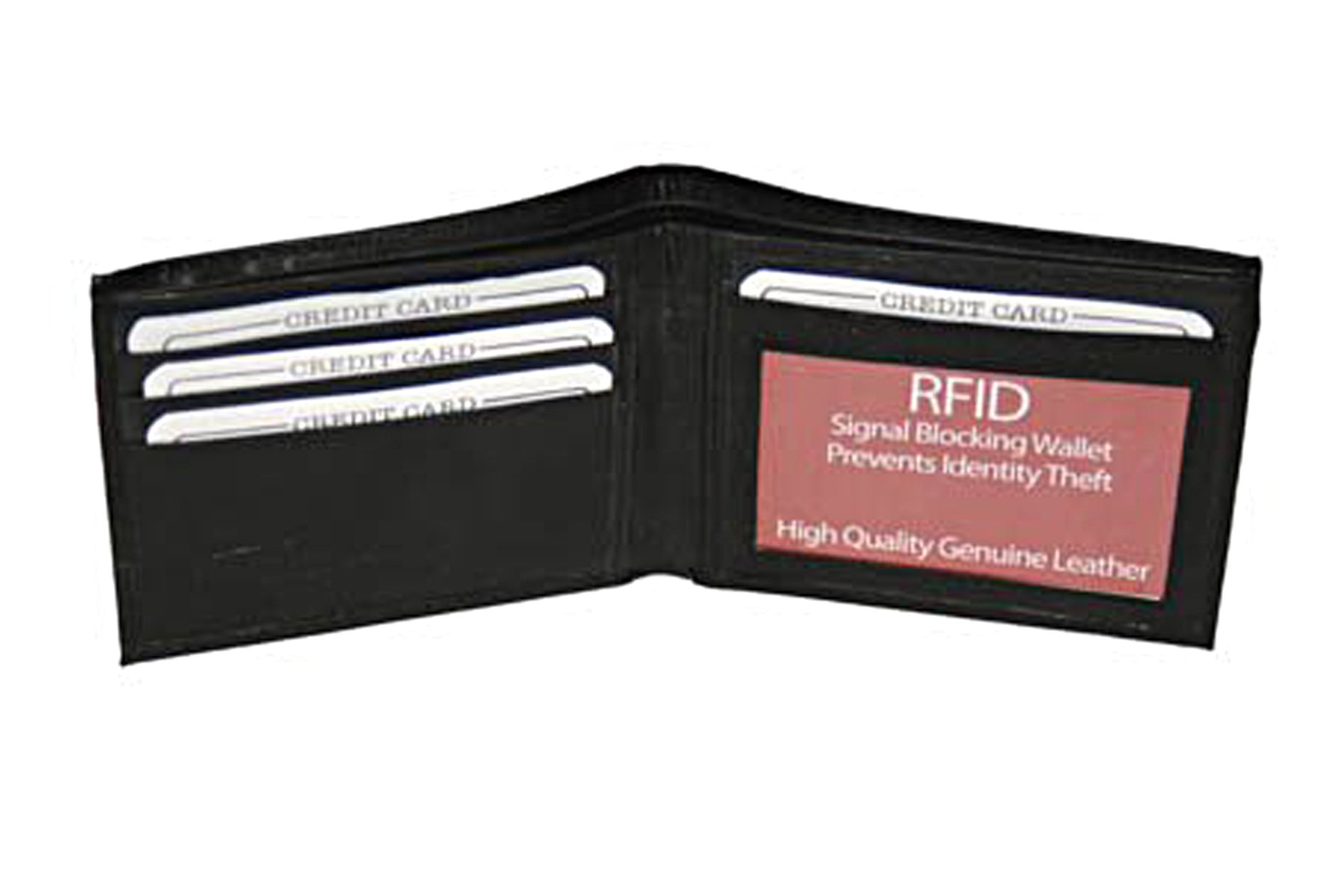 Marshal RFID Blocking Men's Bifold Wallet - Slim Black Leather Wallet with Credit Card Slots & ID Window (Model RF1160) - Perfect for Travel, Business & Everyday Use