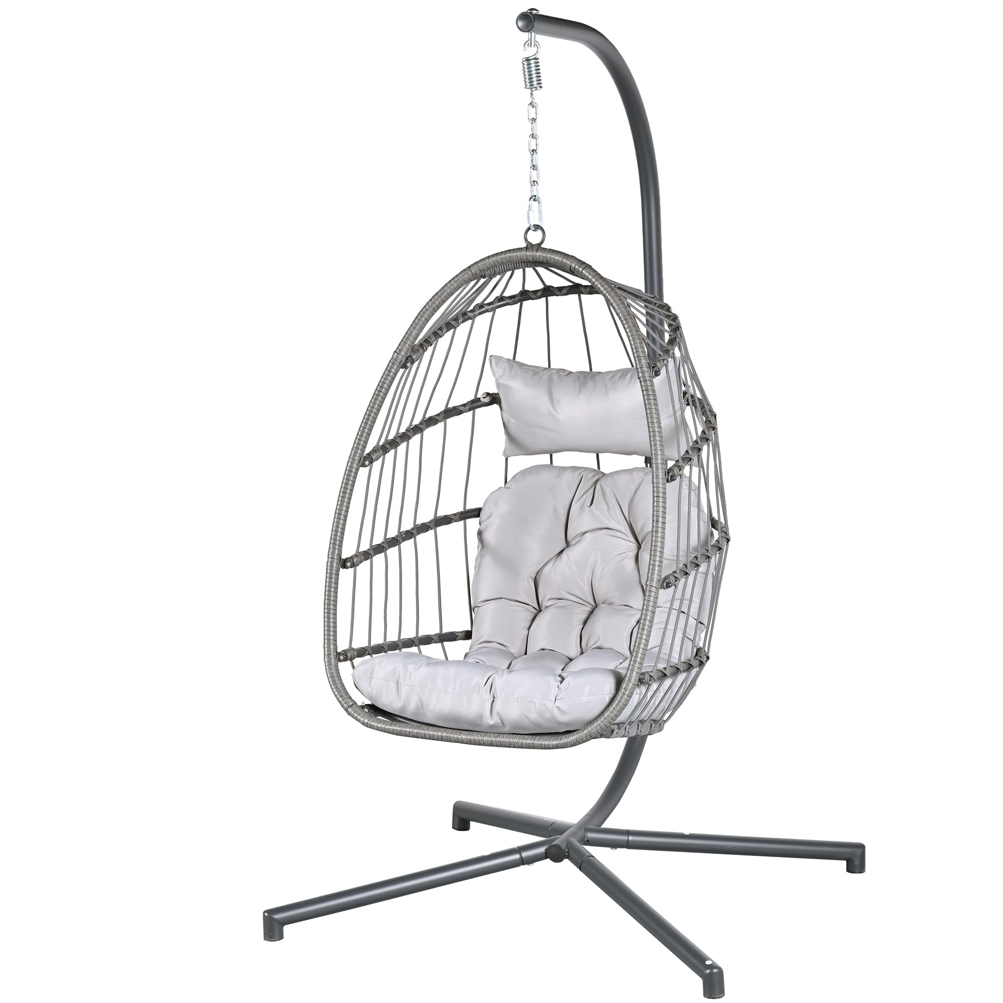 Econohome Hanging Egg Chair with Stand - Indoor/Outdoor Swing Hammock Chair with Plush Washable Cushions, 350LBS Weight Capacity - Perfect for Bedroom, Balcony, Garden, Patio Relaxation & Boho Home Decor