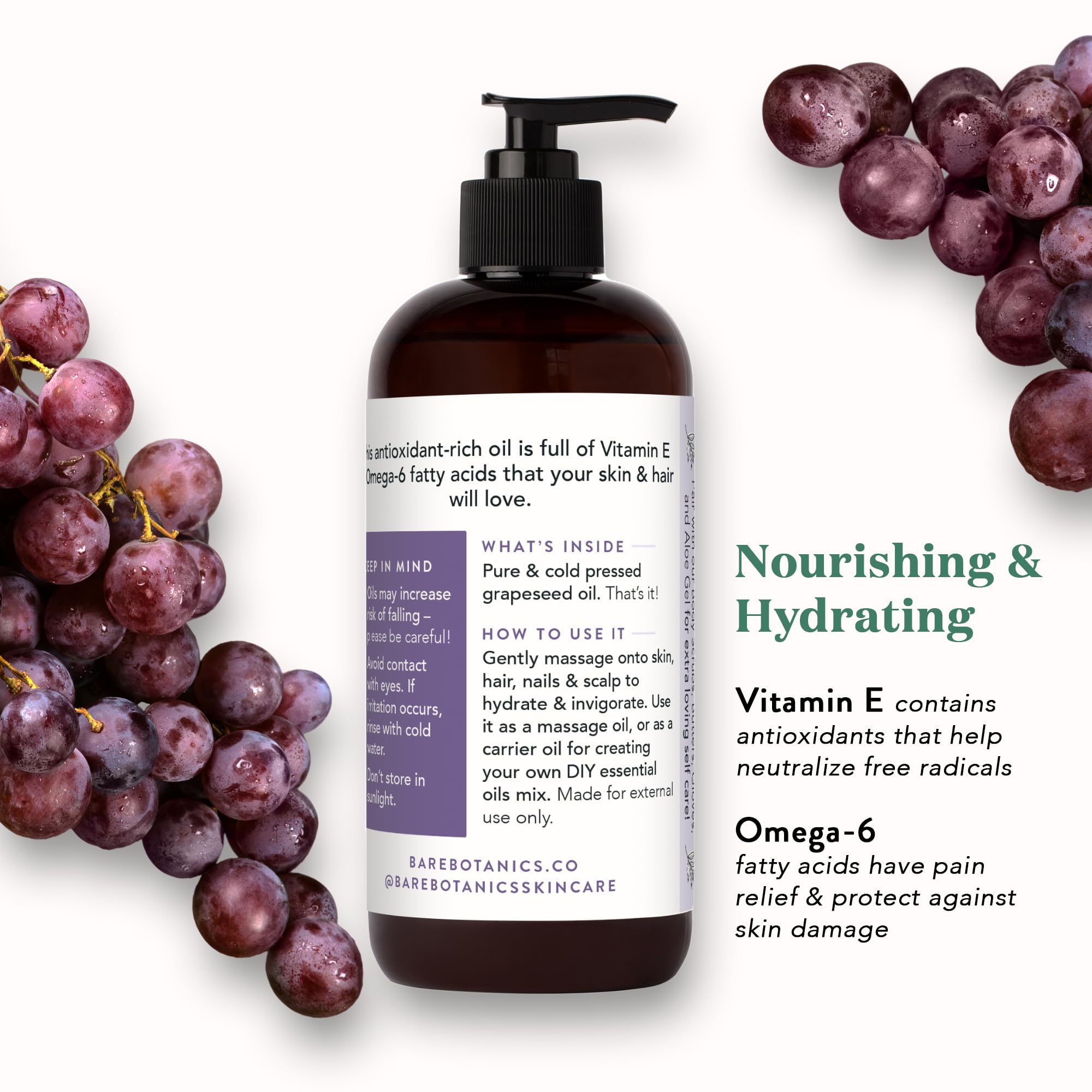 Bare Botanics Organic Grapeseed Hair & Body Oil with Lavender Tea Tree Body Salt Scrub Set - Hydrating Moisturizer for Dry Skin & Hair Care - Perfect for Spa Day, Relaxation & Self-Care Routine