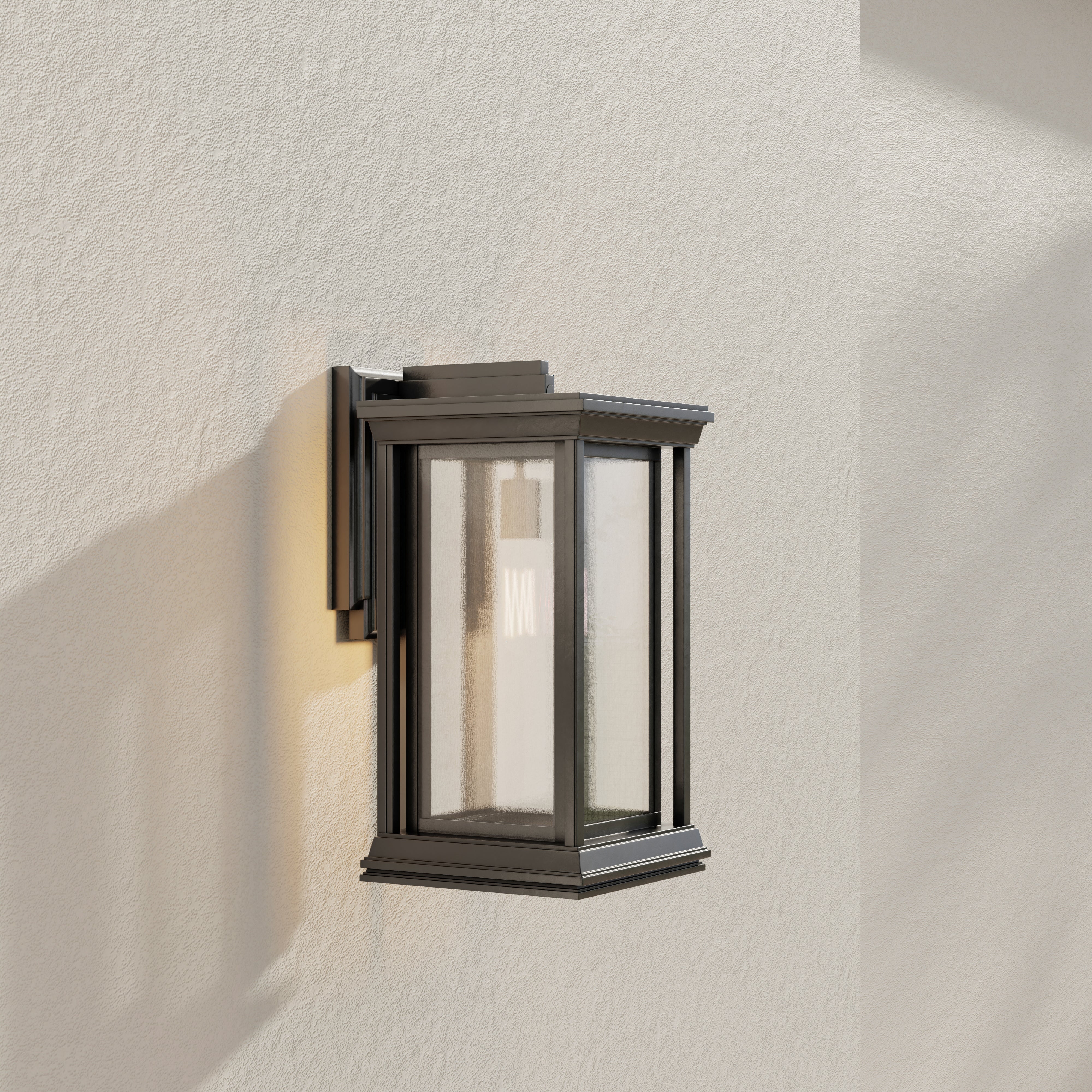 Endicott Collection One Light Medium Wall Lantern - Outdoor Lighting Fixture for Porch, Patio & Garden - Weather Resistant Black Metal Sconce with Clear Glass Shade