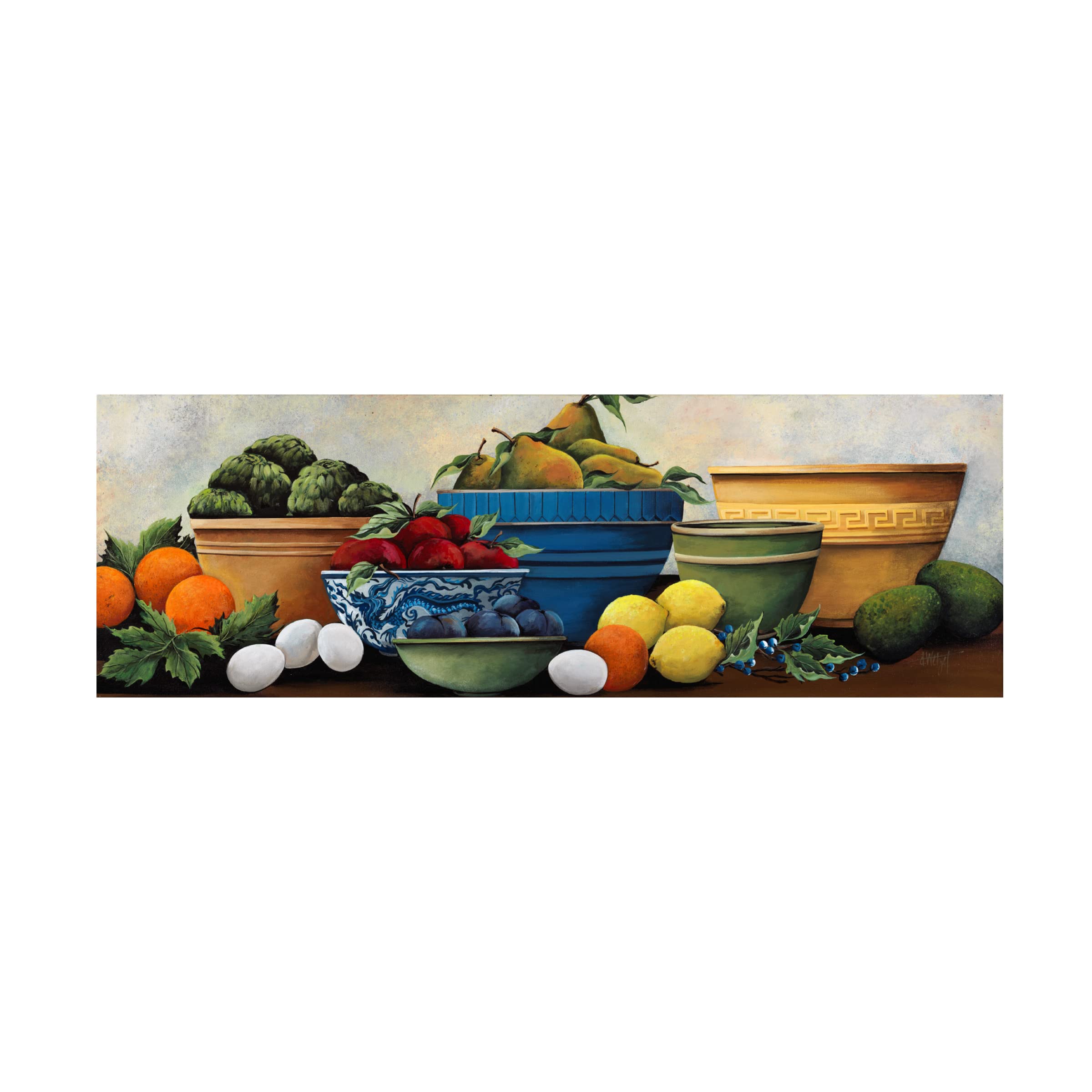 Debbi Wetzel 'Fruit Bowls' Canvas Wall Art Print - Modern Kitchen Decor, Dining Room Painting, Fruit Still Life Artwork for Home & Office