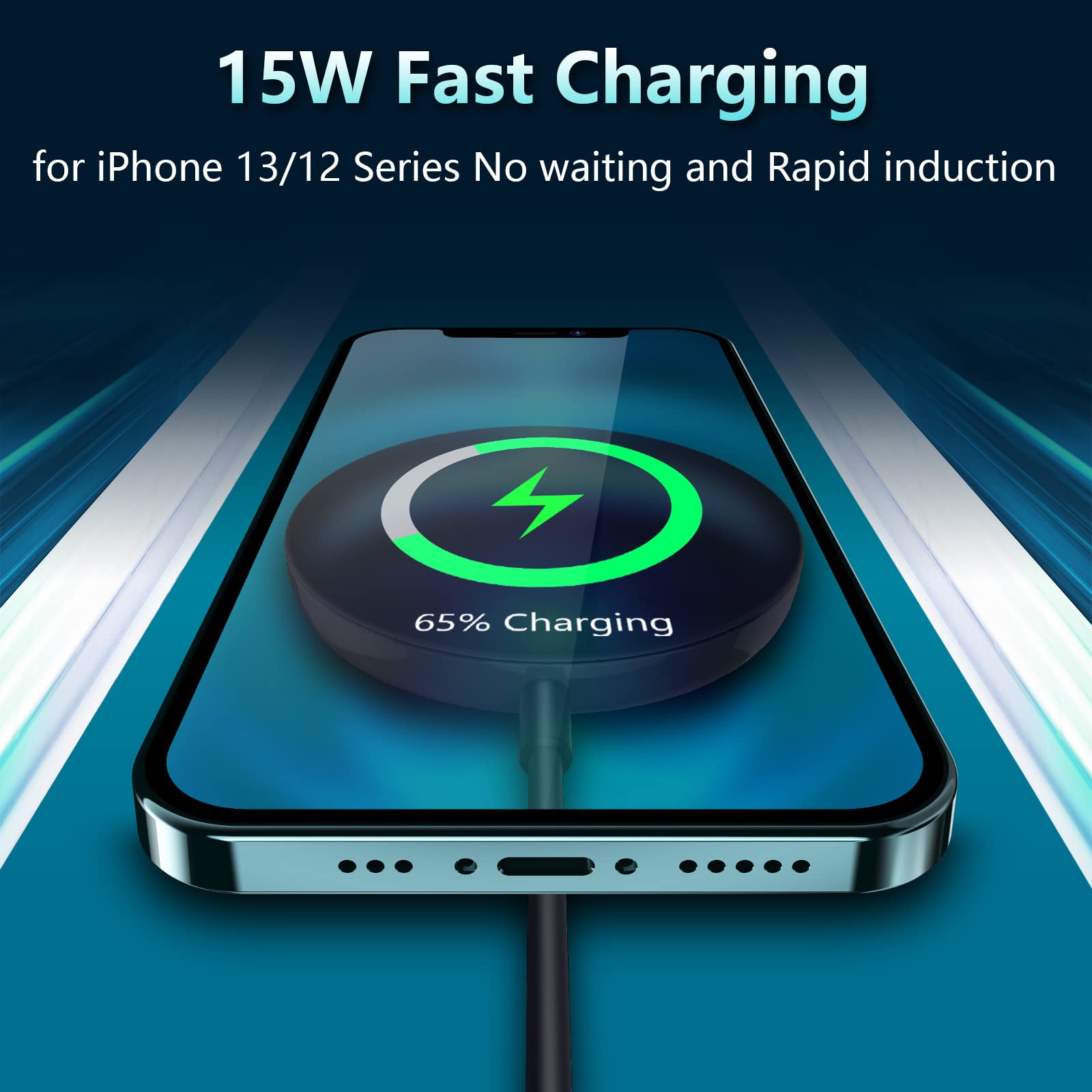Xiwxi 15W Fast Magnetic Wireless Charger - MagSafe Compatible Charging Pad for iPhone 14/14 Plus/14 Pro/14 Pro Max, iPhone 13/12 Series (No Adapter Included) | Perfect for Home, Office & Car Wireless Charging