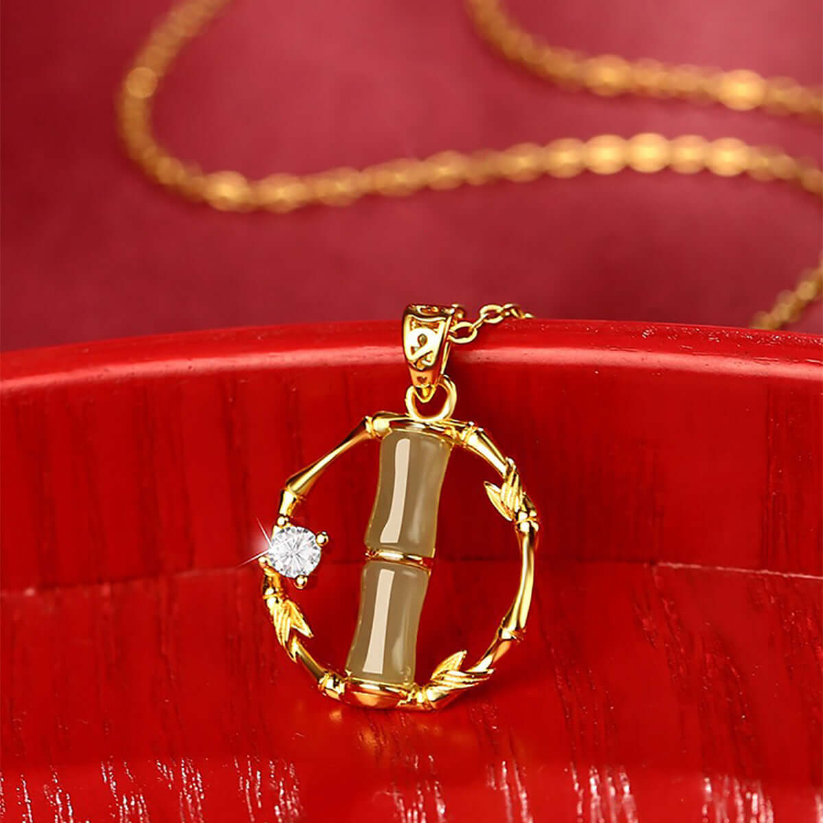14K Gold Plated Bamboo Pendant Margarita Twist Necklace - Elegant Dainty Jewelry for Women | Perfect for Parties, Date Nights & Everyday Wear | R8266