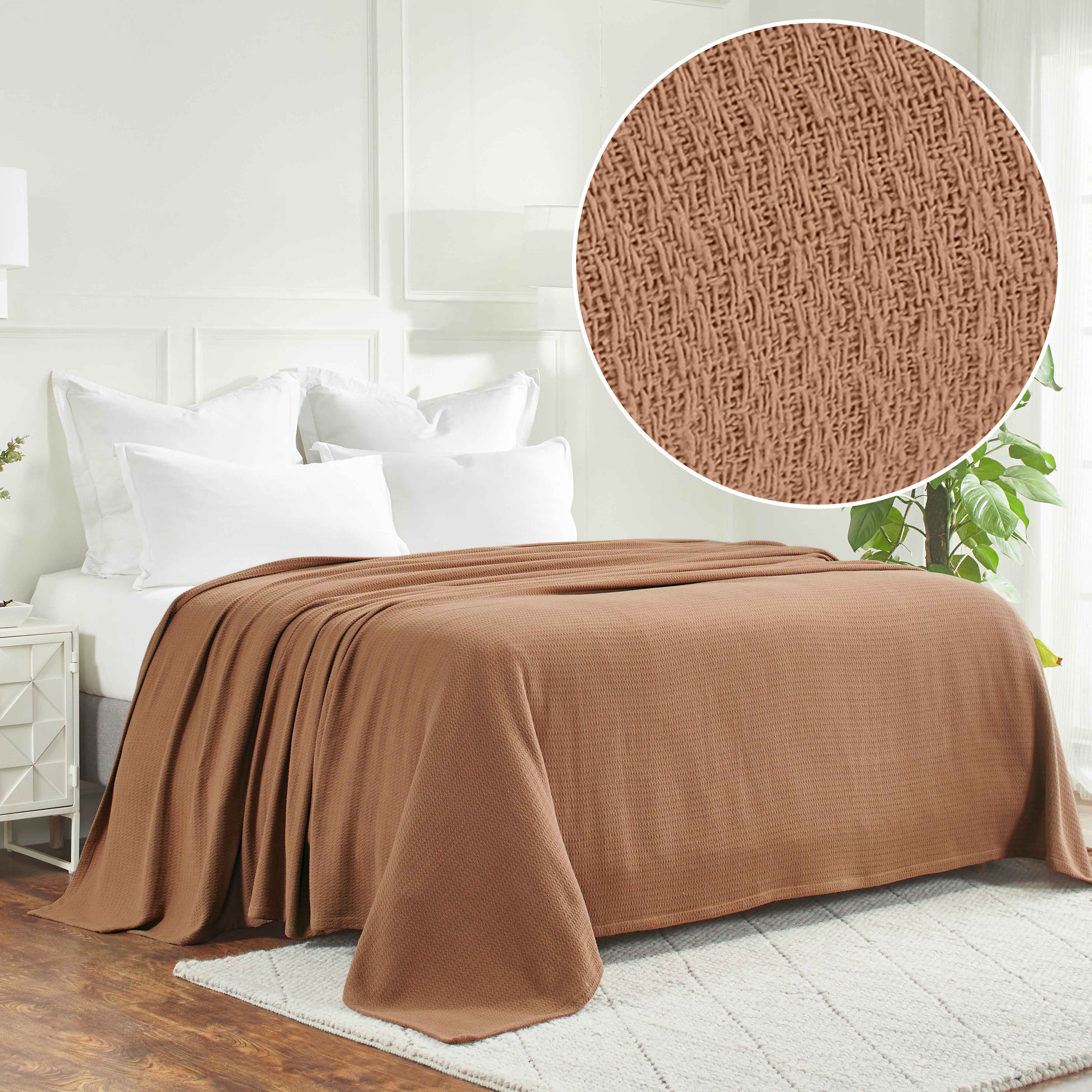 Premium Textured Cotton Waffle Weave Blanket - Soft & Breathable Throw for Bed, Sofa & Couch - Cozy Home Decor Gift for All Seasons