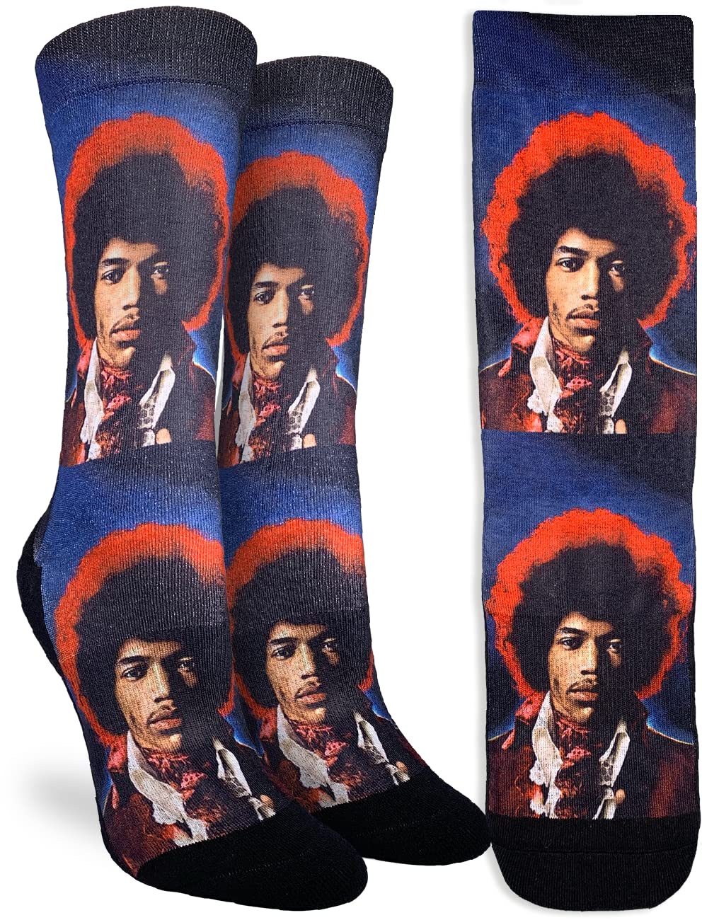 Good Luck Sock Women's Jimi Hendrix Crew Socks - Colorful Music Inspired Socks for Women - Perfect Gift for Musicians & Rock Fans - Great for Concerts, Gifts & Everyday Wear