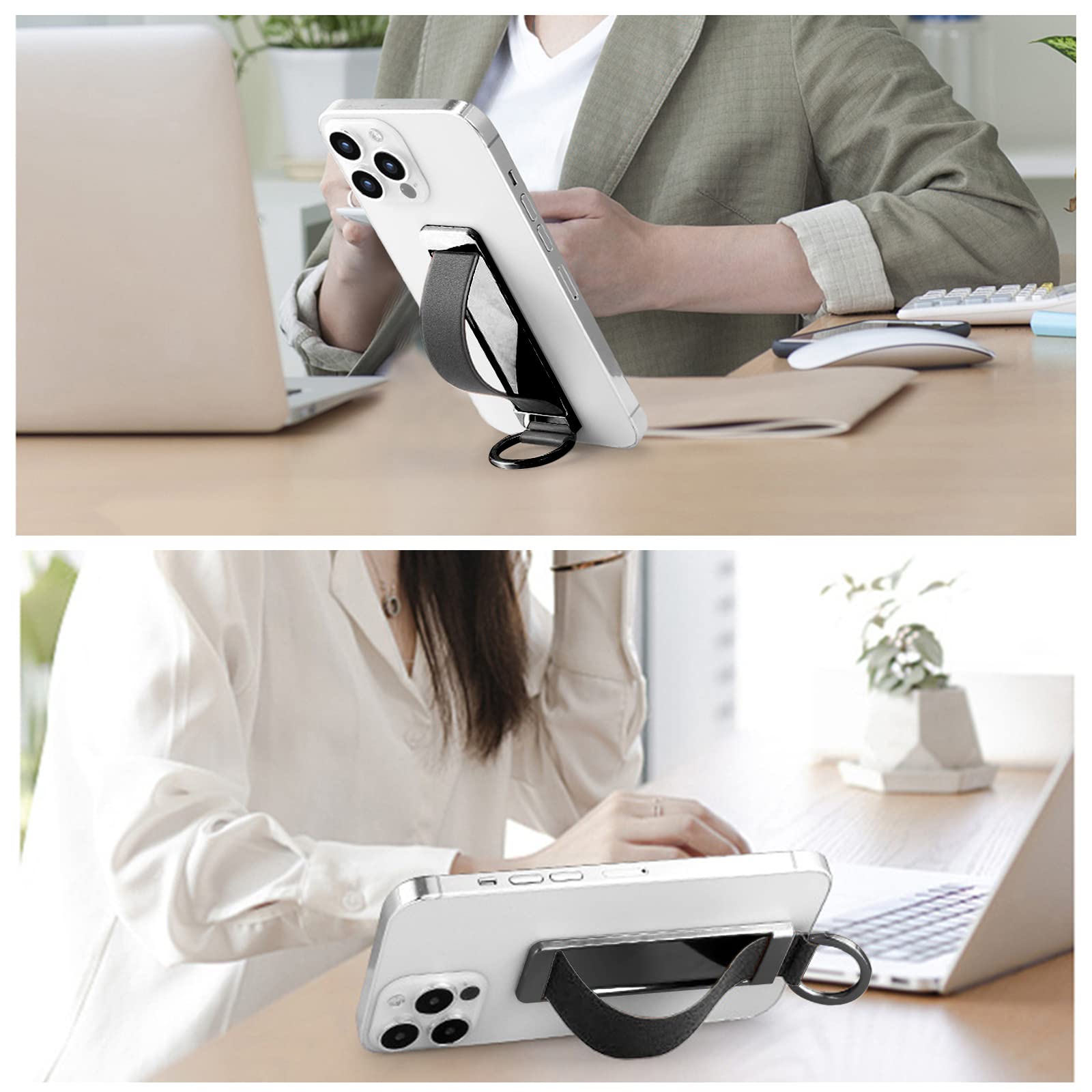 Black Phone Strap Holder - Anti-Slip Phone Grip for iPhone & Android - Secure Finger Strap for Phone Back - Perfect for Running, Gym & Daily Use