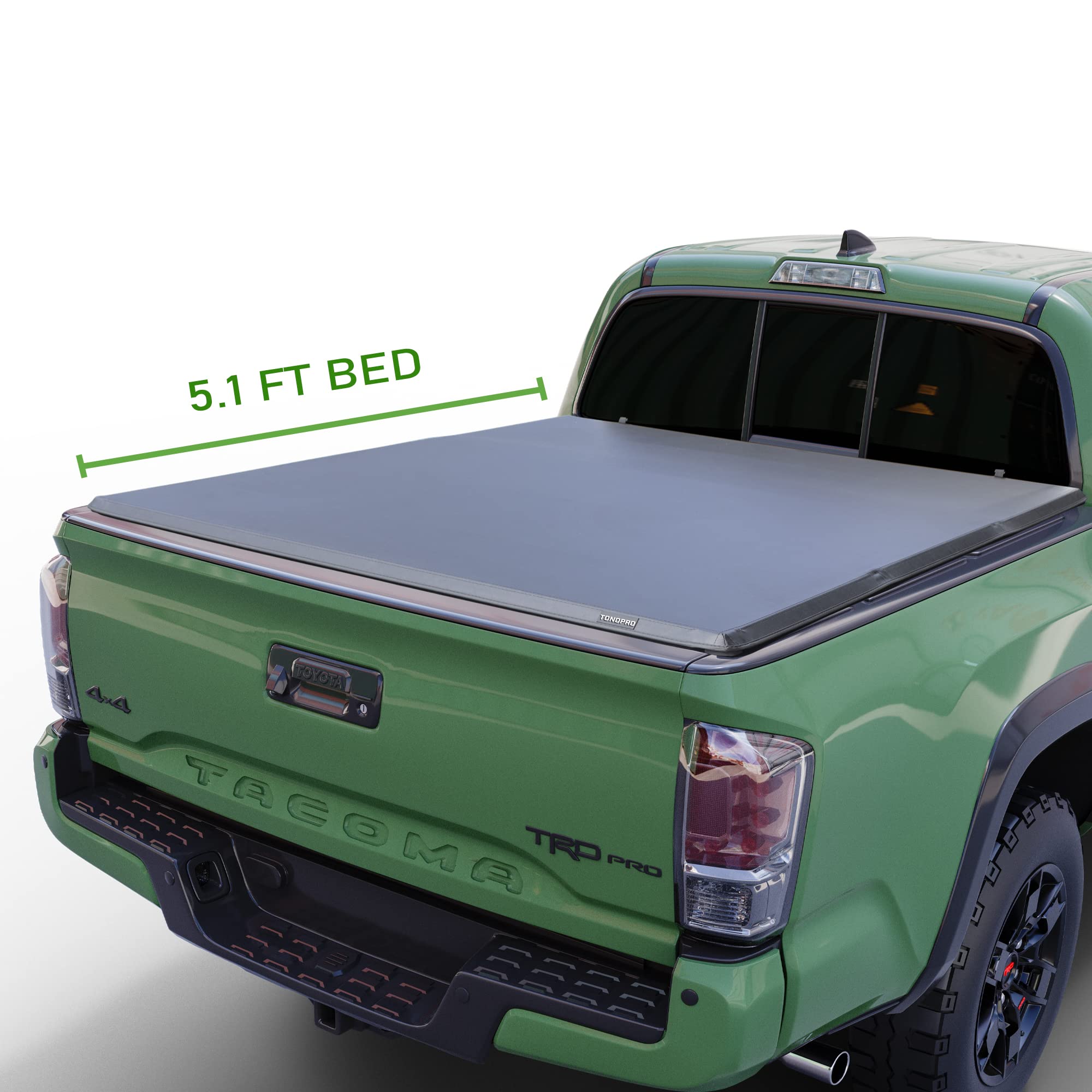 Tonopro Soft Folding Truck Bed Tonneau Cover | STF021 | Compatible with 2016-2022 Toyota Tacoma 5'1