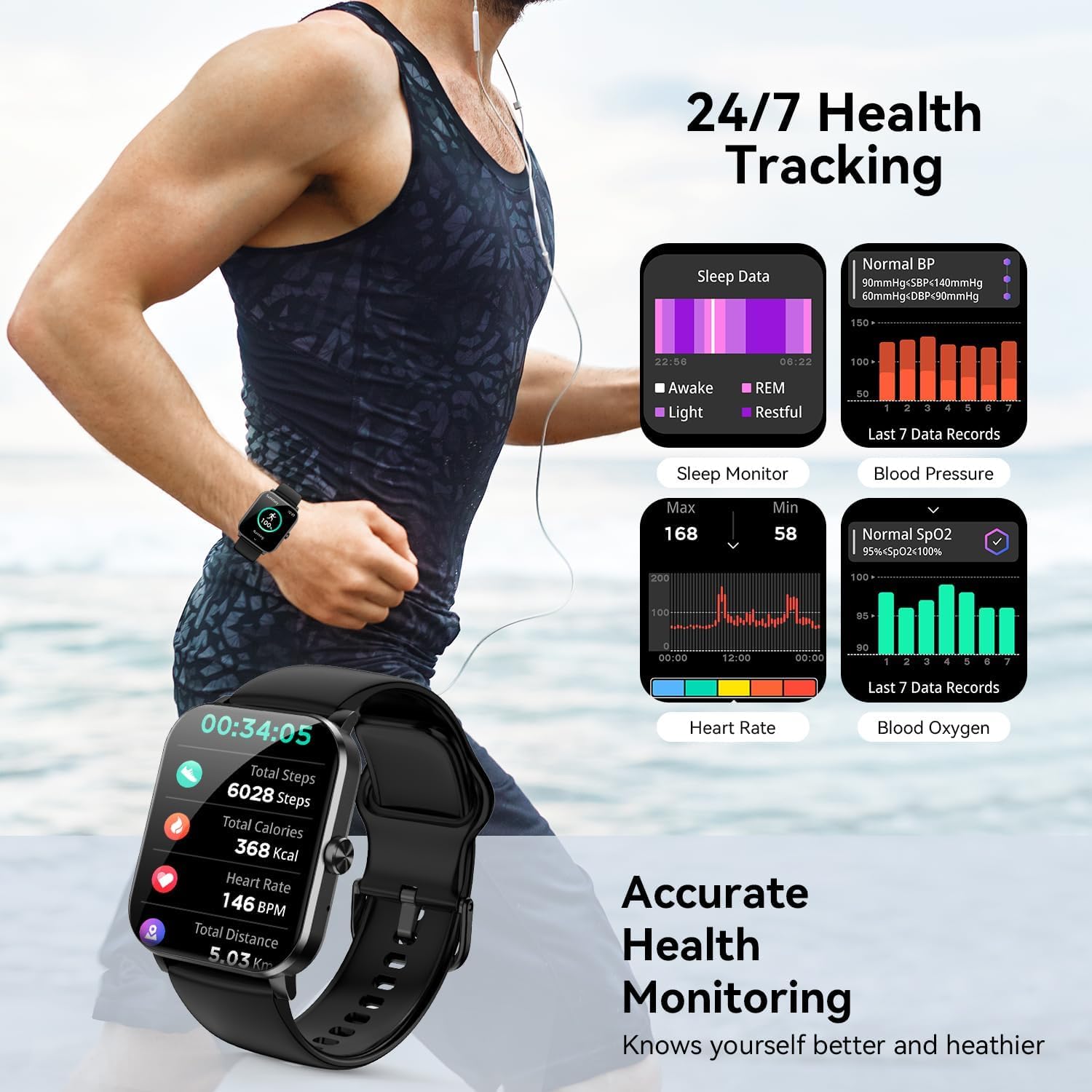 Smart Watch with Fitness Tracker & Heart Rate Monitor - 1.9