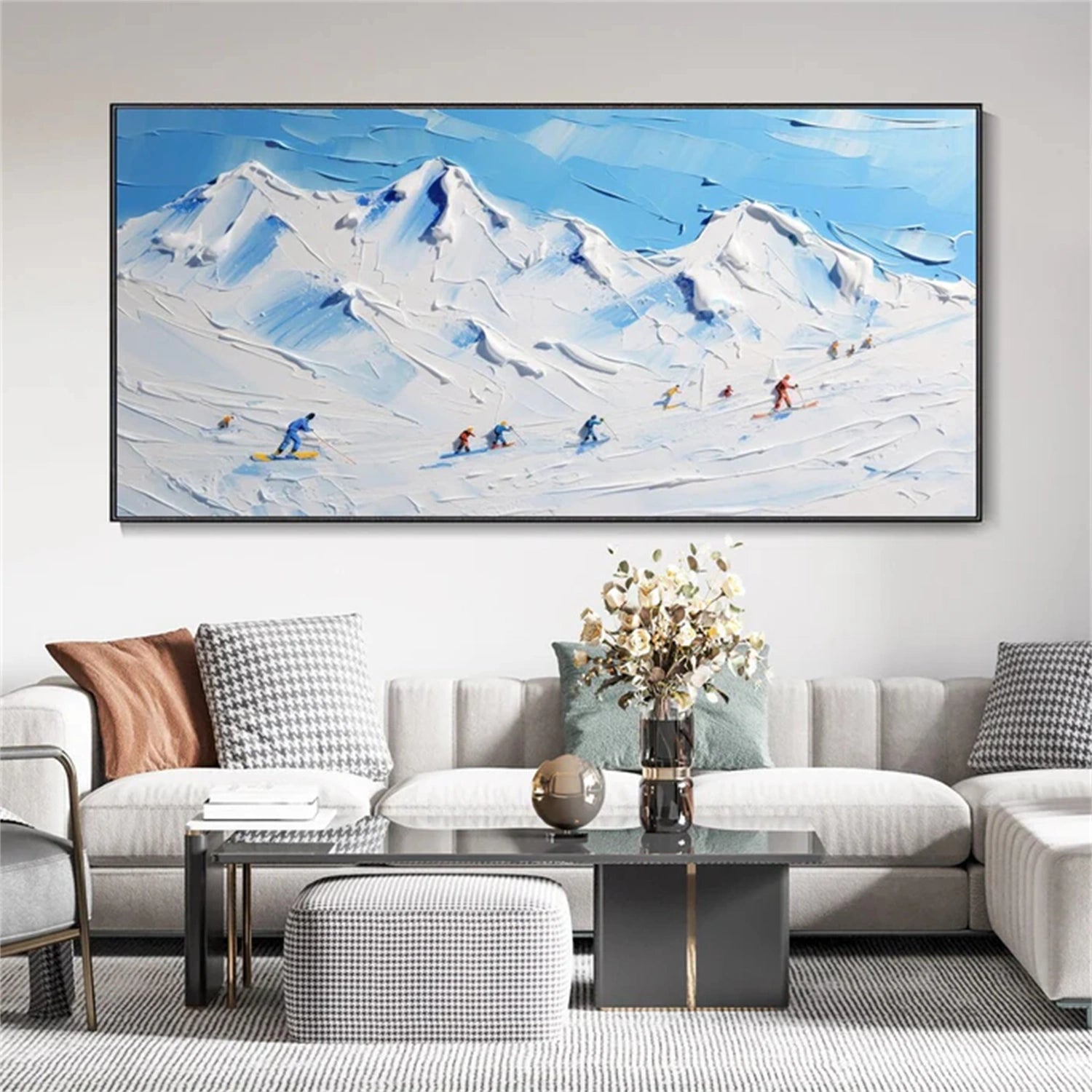 SP041 Textured Canvas Art Print - Skiing Sport Painting for Wall Decor, Perfect for Living Room, Bedroom & Office