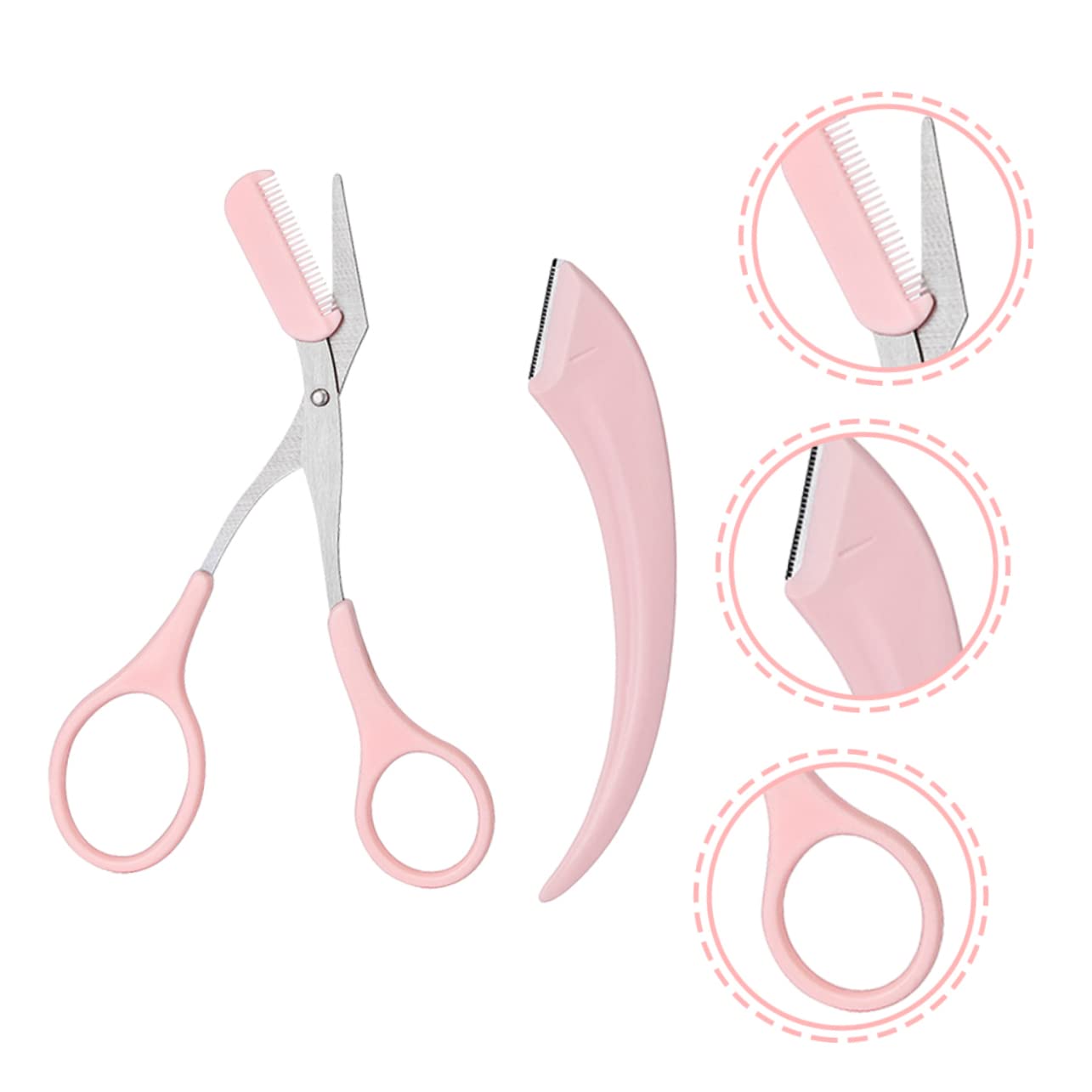 9-Piece Crescent Moon Eyebrow Trimmer Set - Eyebrow Grooming Scissors, Facial Razor & Eyelash Scissors for Women | Portable Eyebrow Shaping Kit for Home & Travel Use