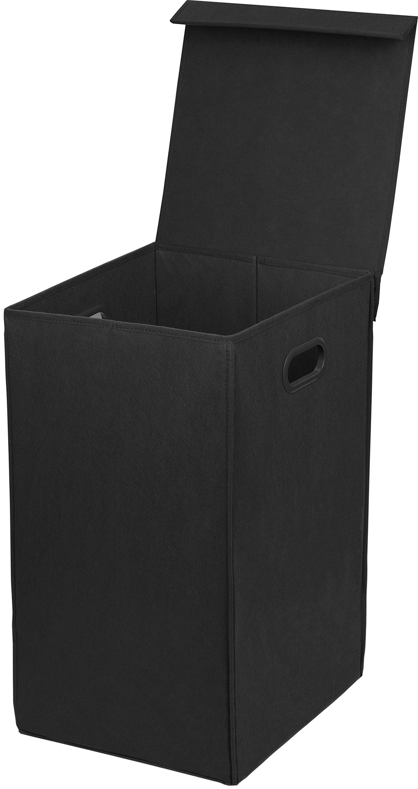 Foldable Laundry Hamper with Lid - Collapsible Clothes Basket for Bedroom, Bathroom & Dorm - Space Saving Storage Organizer (Black) | Perfect for Small Spaces & Travel
