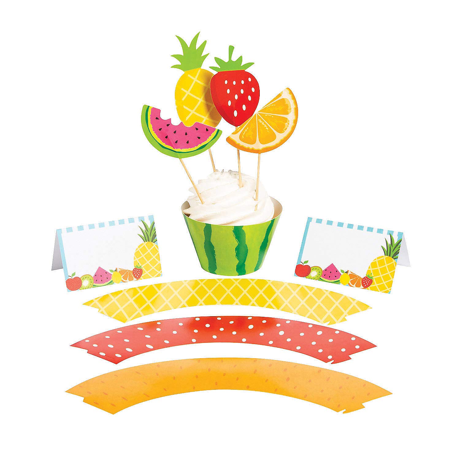 TUTTI FRUTTI DESSERT DECOR KIT - 150-Piece Party Supplies for Cupcake, Cake & Candy Decorations - Perfect for Birthday Parties, Baby Showers & Wedding Celebrations