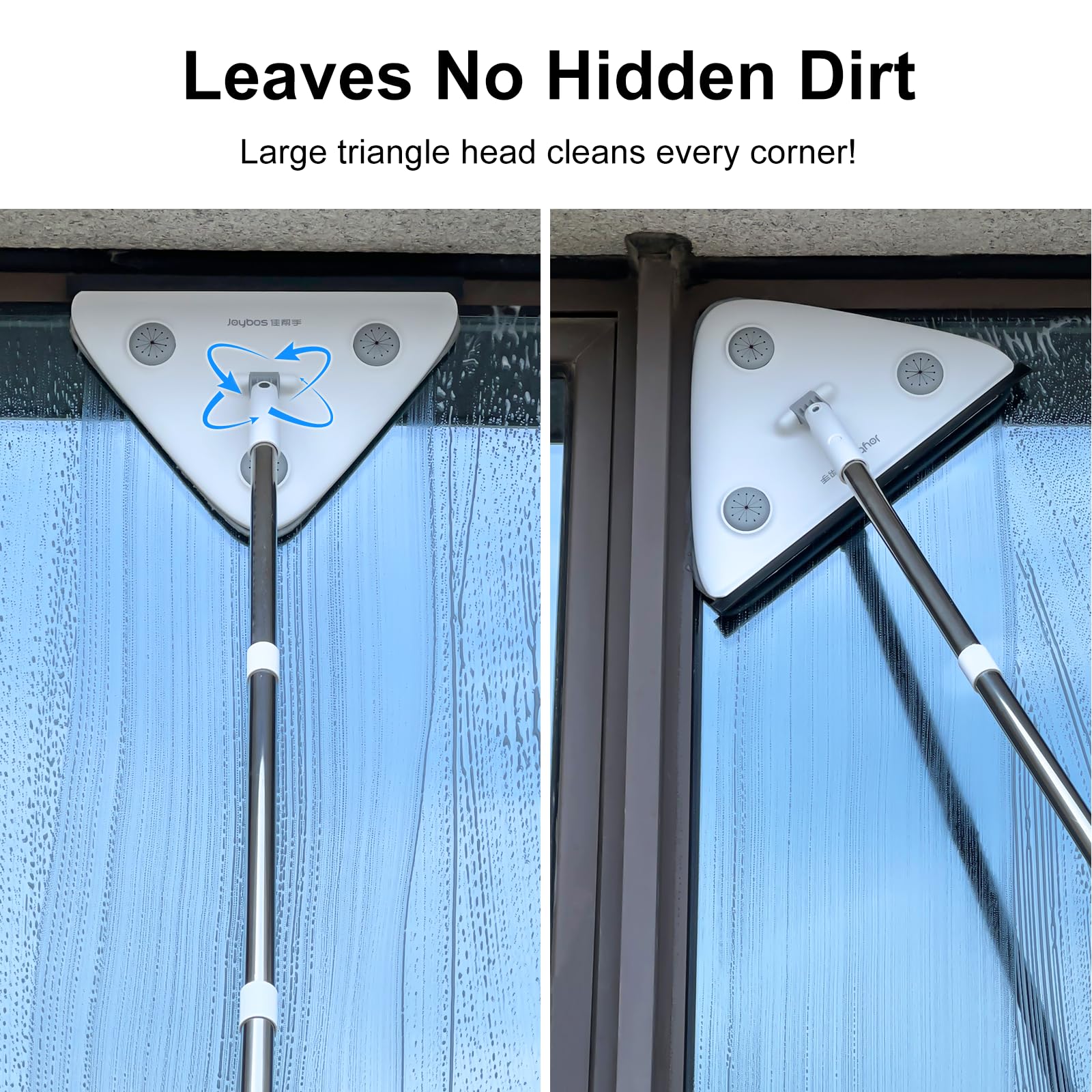 CTIME 78'' Window Squeegee with Extension Pole - 3-in-1 Professional Window Cleaning Kit for Hard-to-Reach Corners | Perfect for Outdoor Windows, Glass Doors, and High-Rise Buildings
