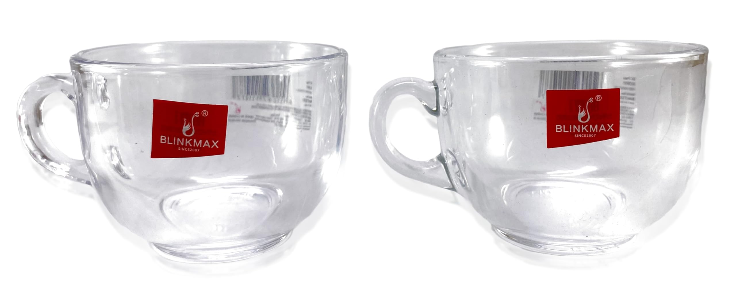BLINKMAX 2-Pack Clear Glass Tea & Coffee Cups - 150ml Crystal Clear Drinking Glasses for Hot & Cold Beverages - Perfect for Tea, Coffee, Juice, and Cocktails at Home, Office, or Cafe
