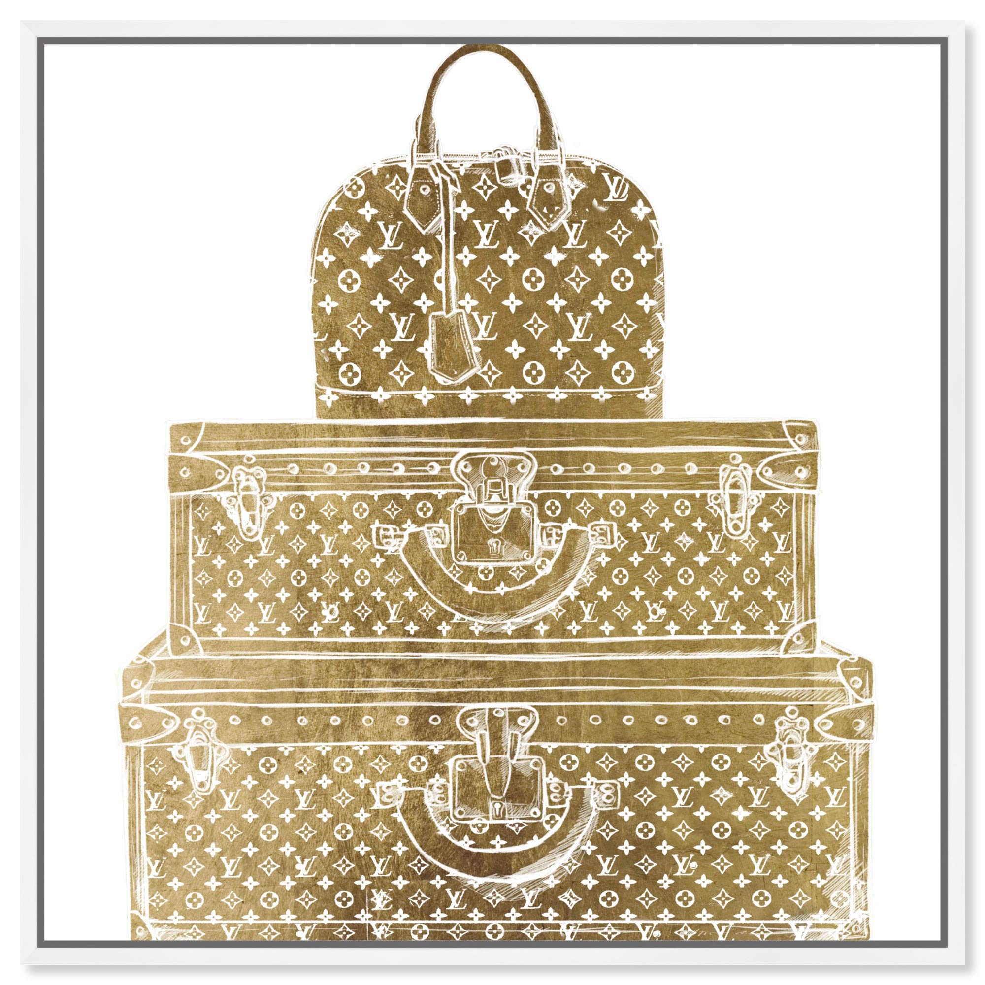 Royal Bag & Luggage Diecut Framed Wall Art Canvas Print - 24x24 Inch Gold & White Travel-Themed Home Décor by Oliver Gal Artist Co. | Perfect for Living Room, Bedroom & Office Decor