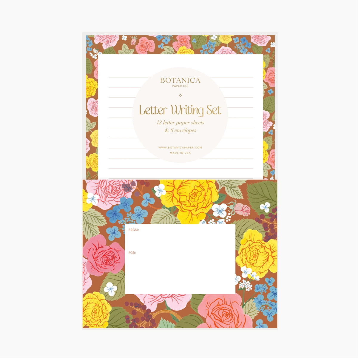 Botanica Paper Co. Rose Garden Letter Writing Stationery Set - Elegant Floral Design for Handwritten Notes, Thank You Cards & Personal Correspondence (Perfect for Weddings, Anniversaries & Gift Giving)
